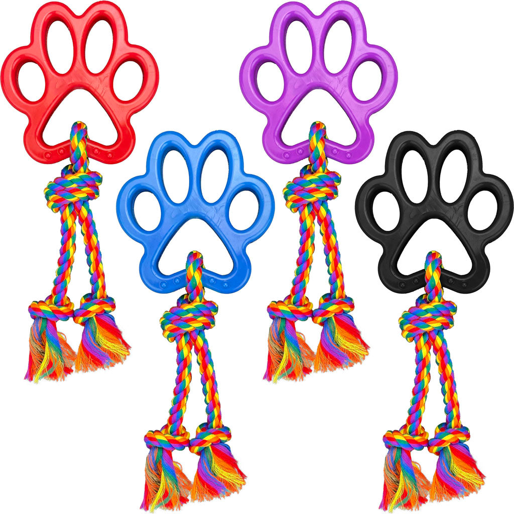 Multipet Tpr Paw Print Rope Tug (ASSORTED, 20 IN)