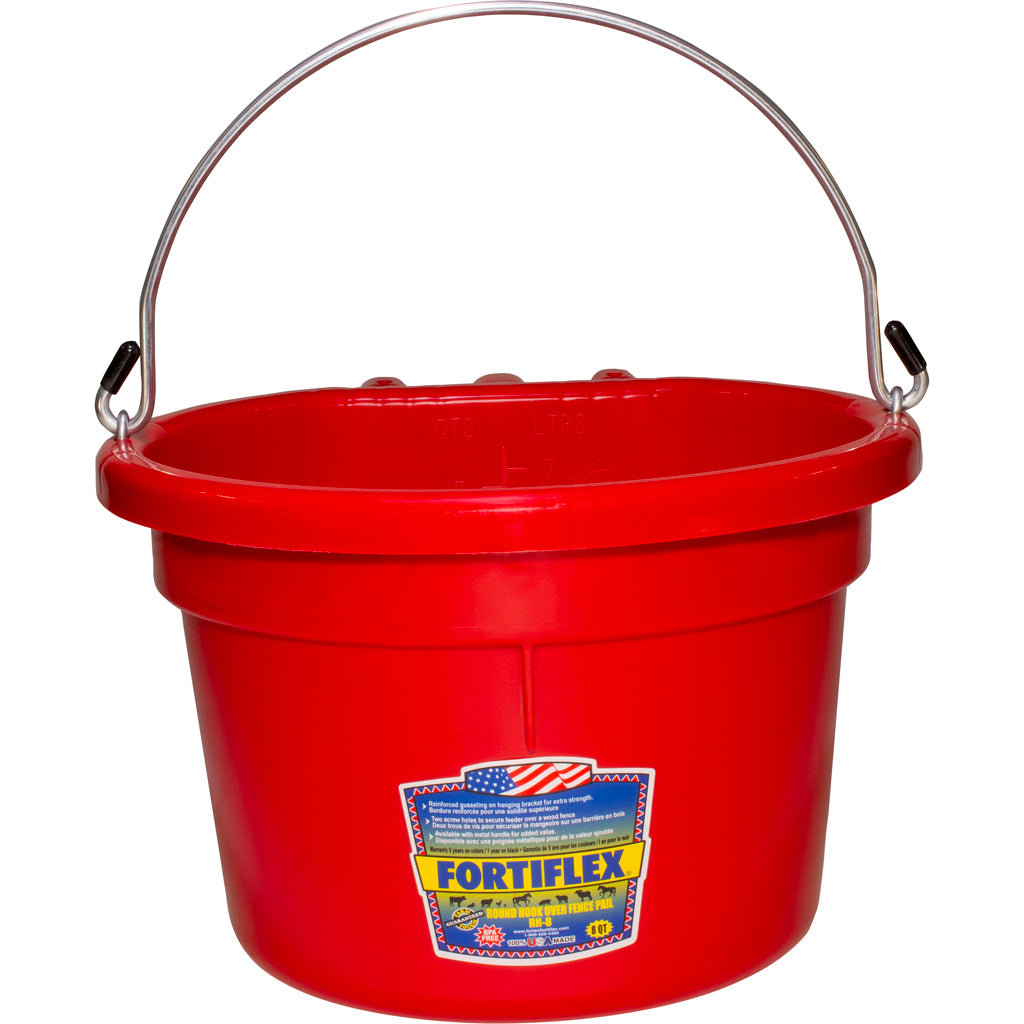 Fortex Round Over The Fence Pail With Handle (RED, 8 QT)