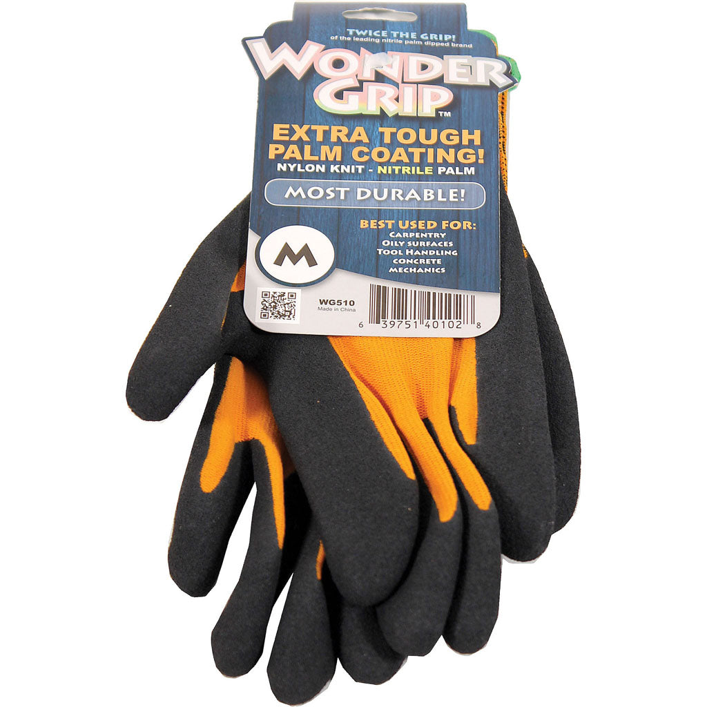 Wonder Grip Extra Tough Gloves (ORANGE, MD)