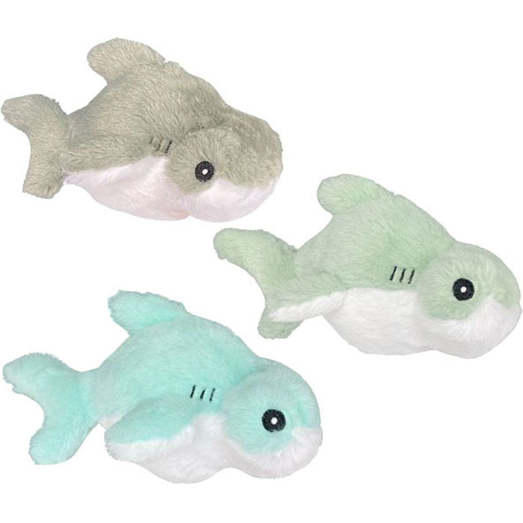 Multipet Hammerhead Shark Plush W/Ball Dog Toy (GREEN/GRAY/TEAL, 7 IN)