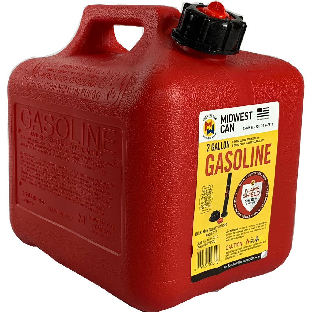 Plastic Gas Can W/Quick-Flow Spout (RED, 2 GAL)