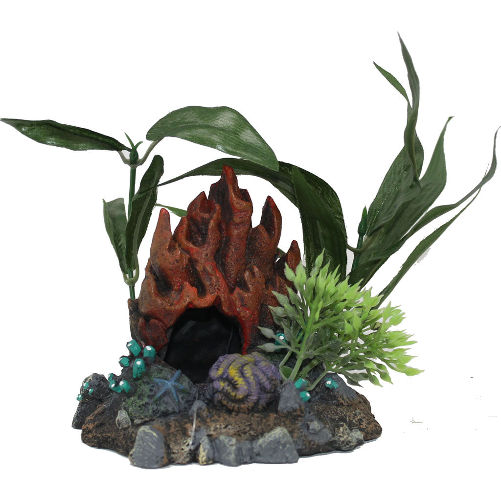 Exotic Environments Fire Coral Cave W/Plants (SM)
