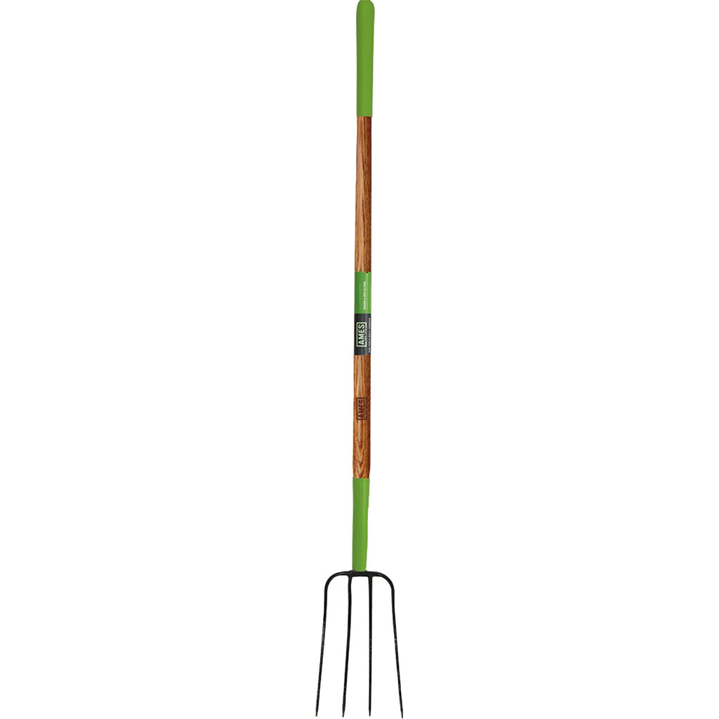Ames 4 Tine Forged Manure Fork Long Handle (GREEN, 61 IN)