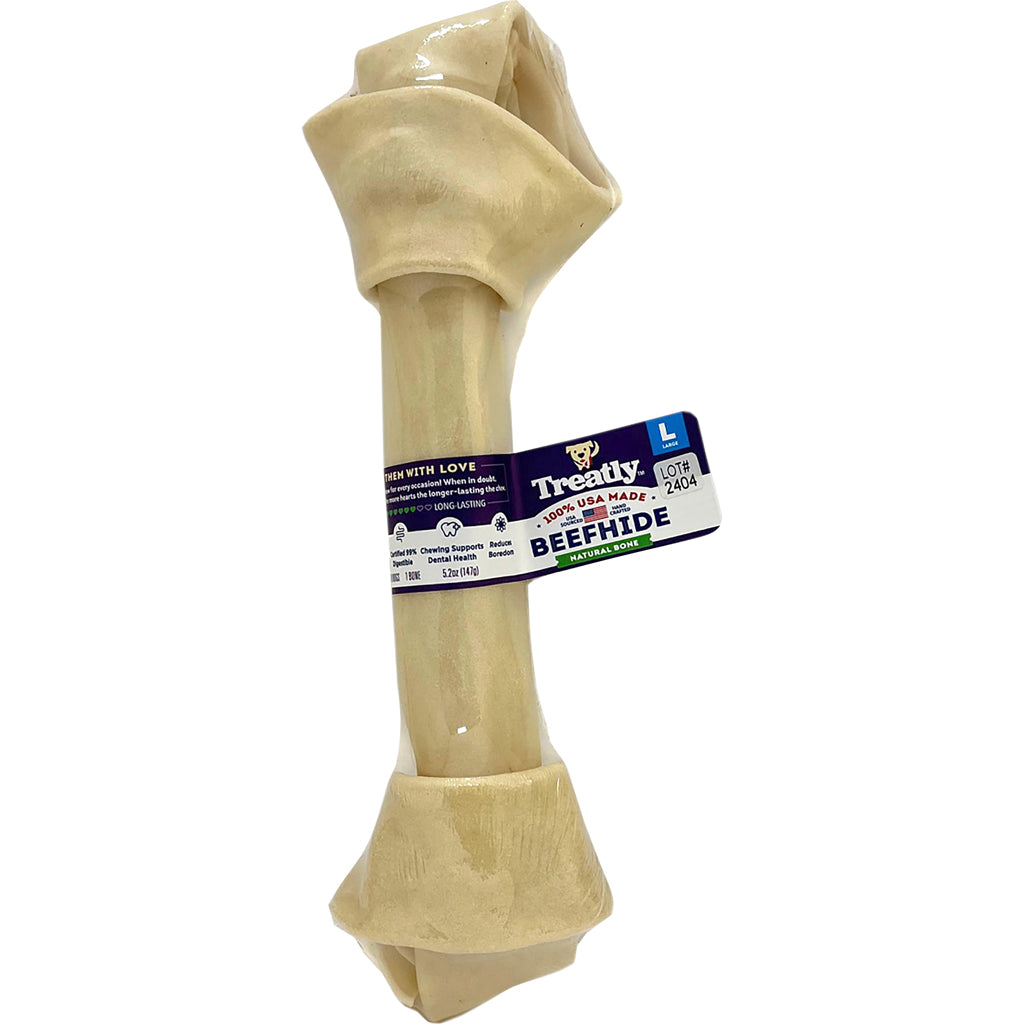 Treatly 100% Usa Beefhide Bone Banded (NATURAL, 9 IN-1 PK)