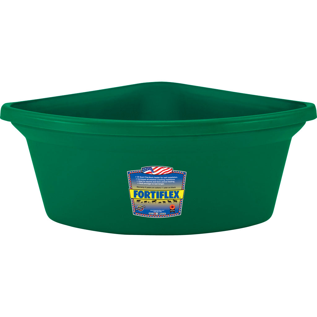 Fortiflex Corner Fence Mount Feeder (DARK GREEN, 24 QT)