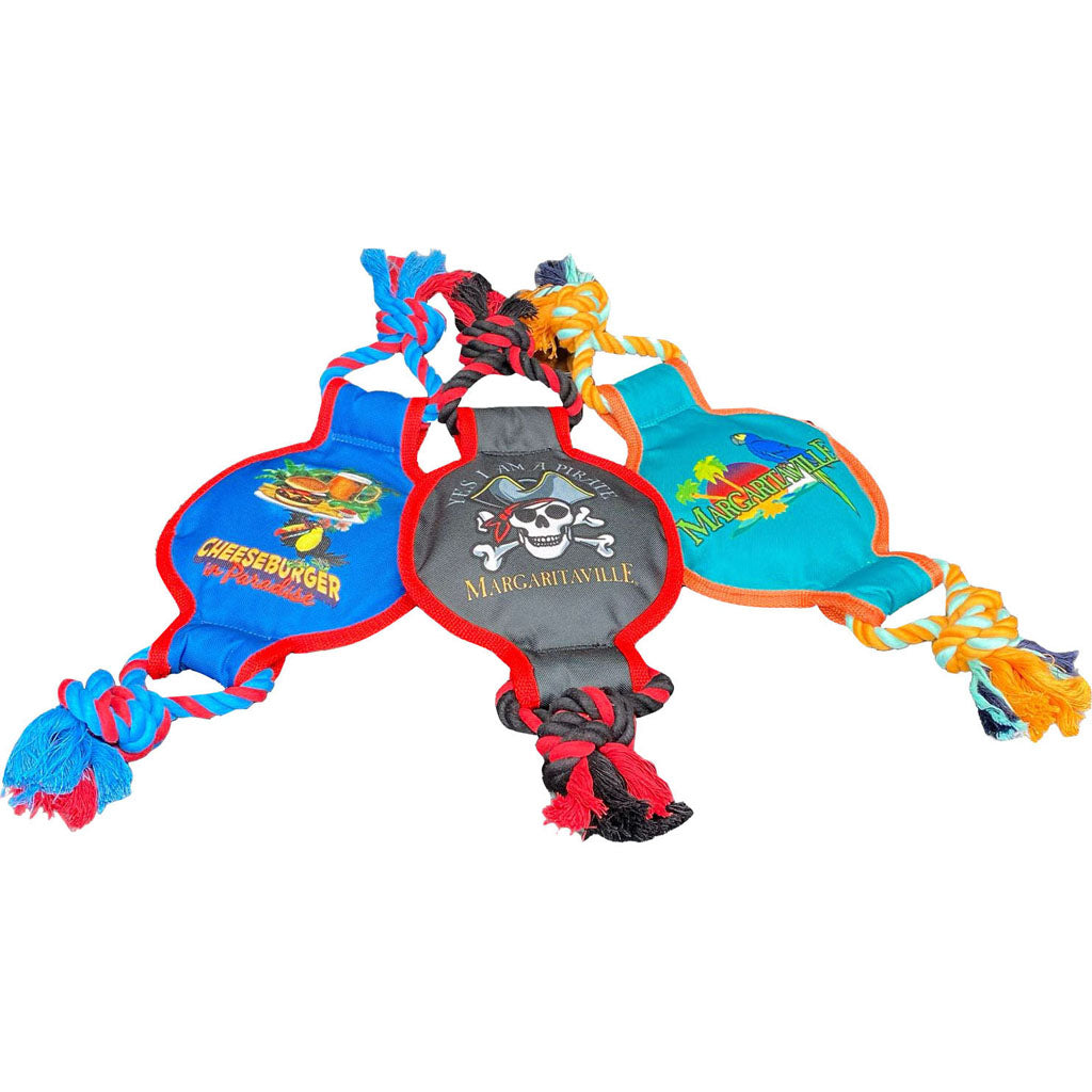 Multipet Round Tug W/Disc Squeaker Dog Toy (BLUE/GRAY/TEAL, MD)