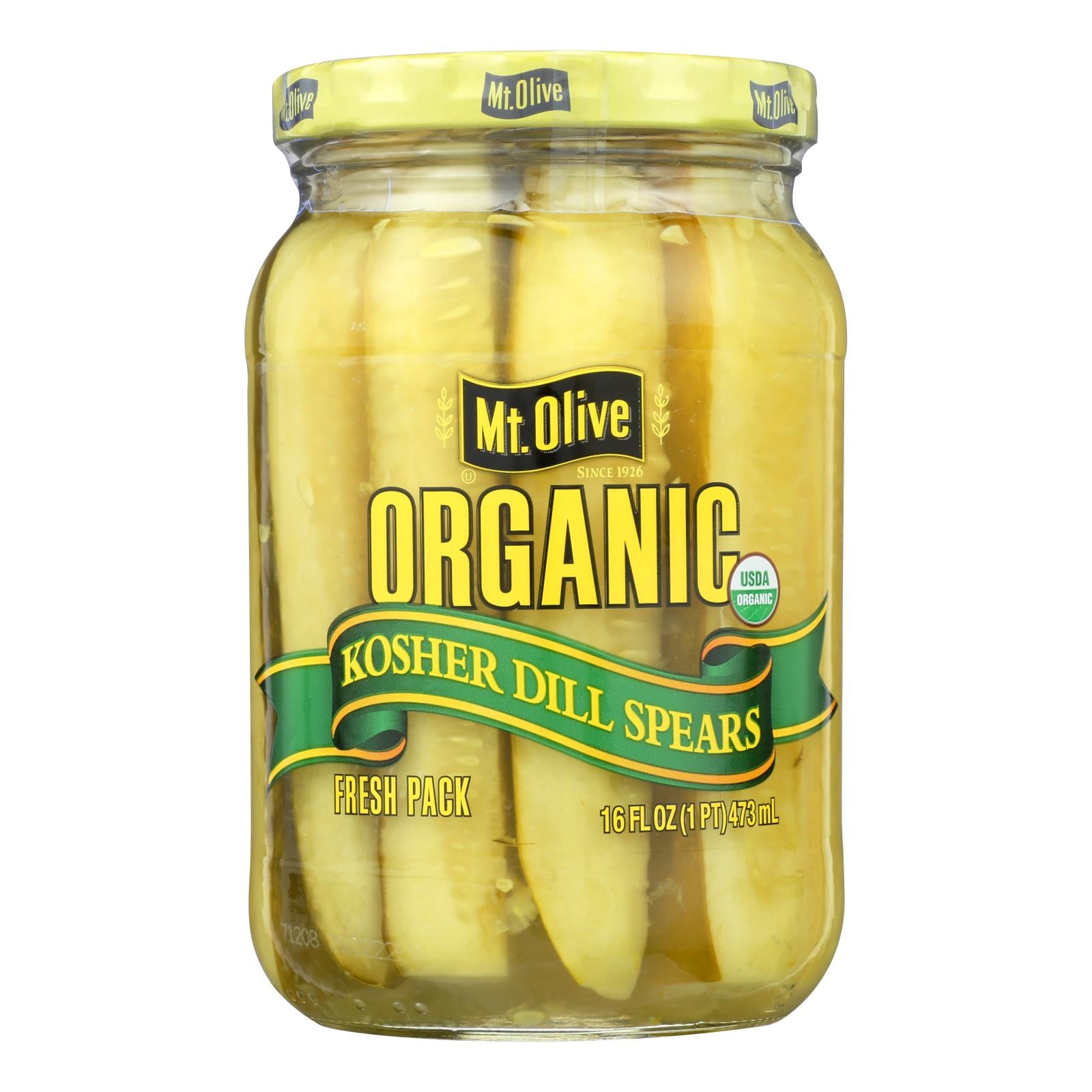 Mt Olive Pickle Co Organic Kosher Dill Spears - Case of 6 - 16 FZ