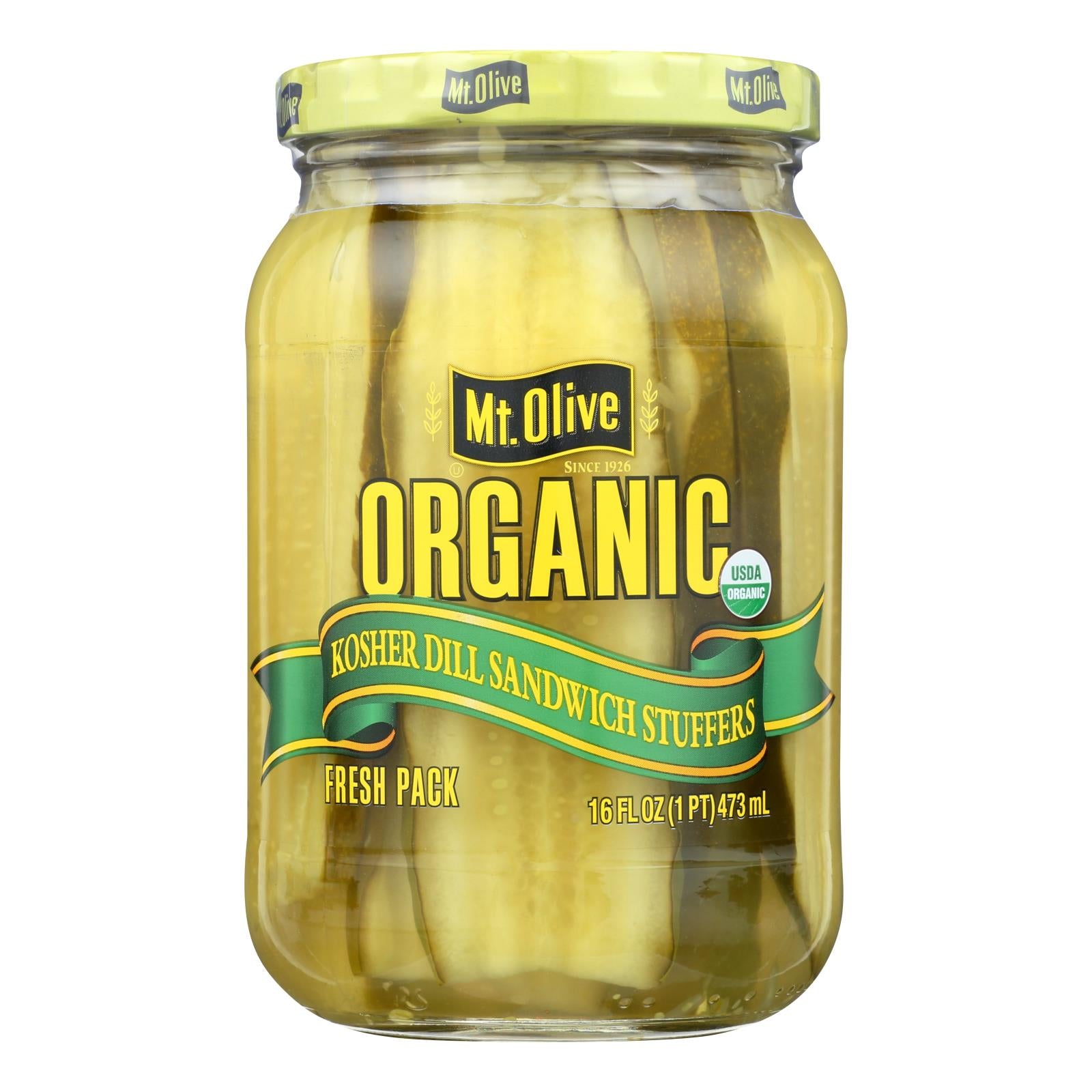 Mt Olive Pickle Co Kosher Dill Sandwich Stuffers - Case of 6 - 16 FZ