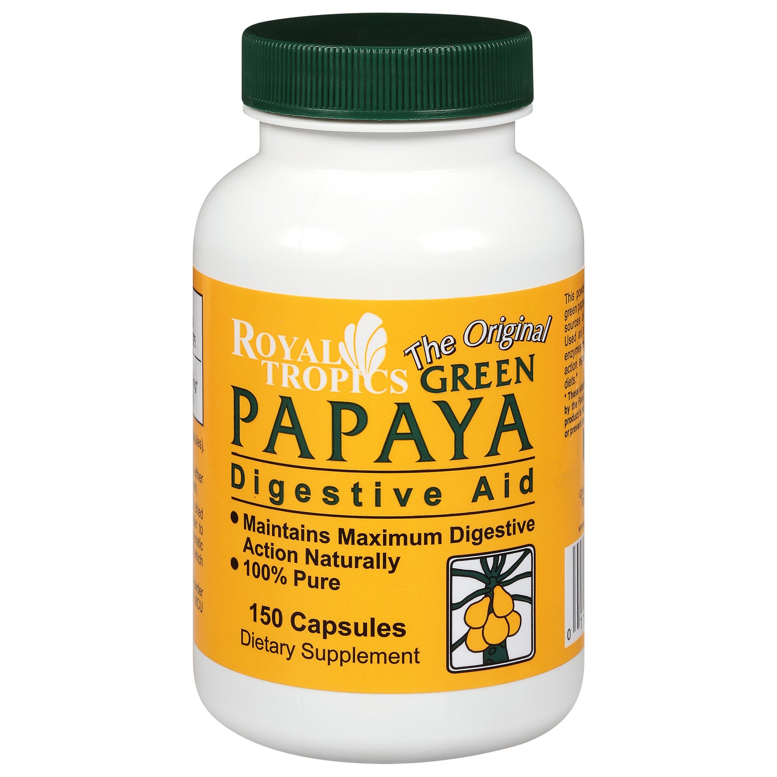 Royal Tropics The Original Green Papaya Digestive Aid - 150 Capsules