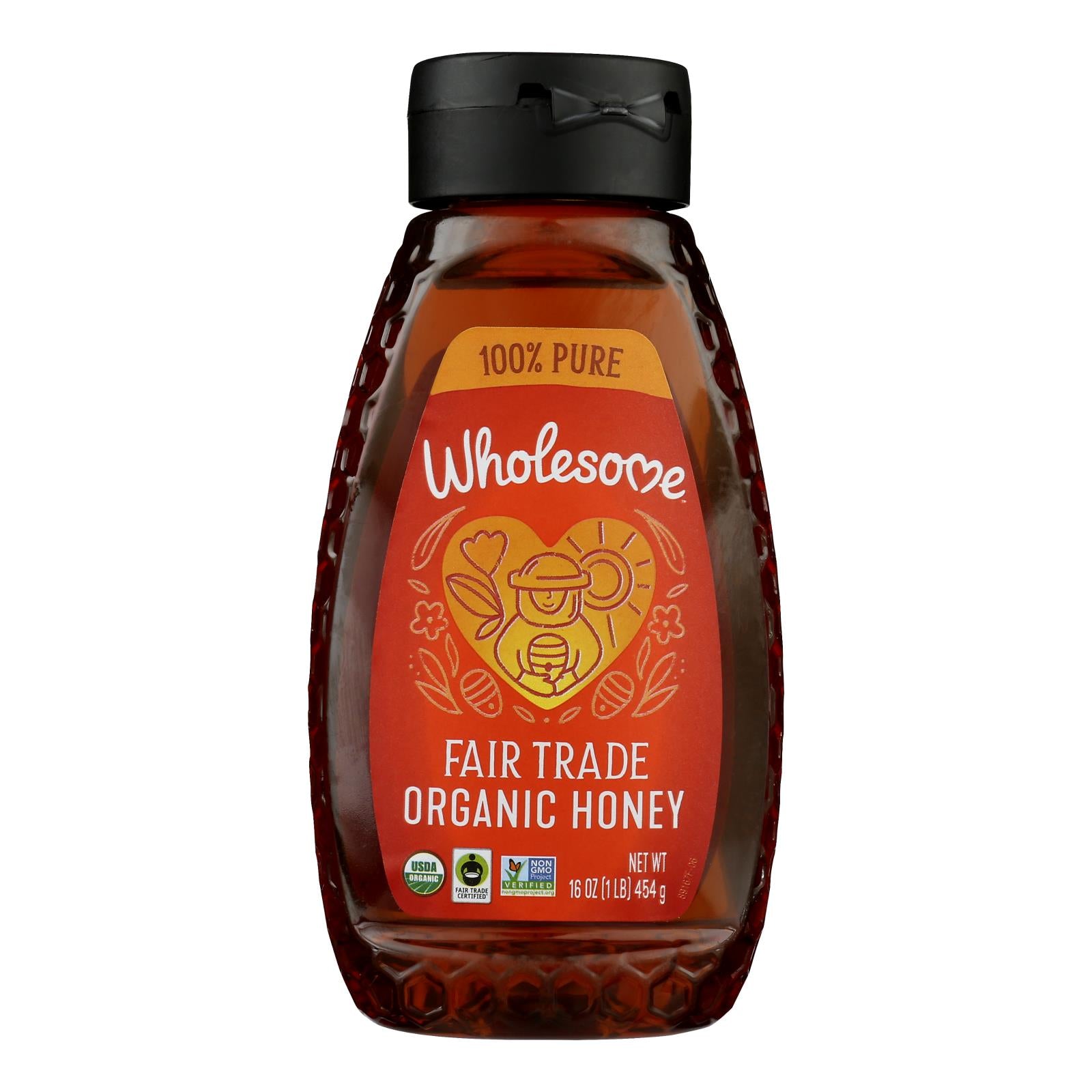 Wholesome Sweeteners Honey - Organic - Amber - Squeeze Bottle - 16 Oz - Case Of 6