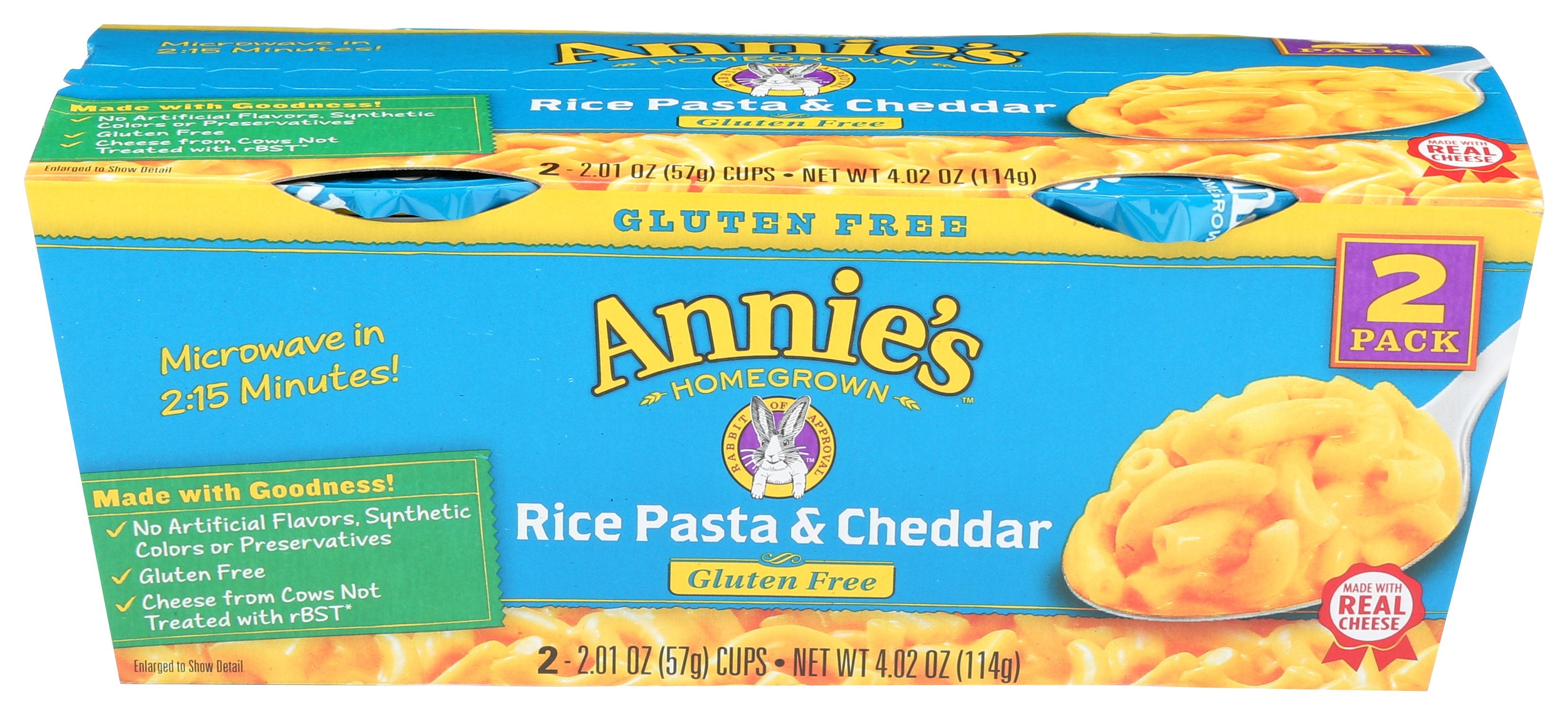 ANNIES HOMEGROWN PASTA CUP RICE & CHDR 2PK - Case of 6