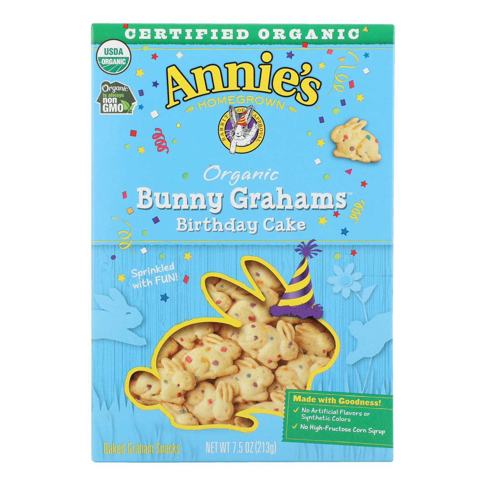 Annie's Organic Birthday Cake Bunny Grahams - Case of 12 - 7.5 OZ