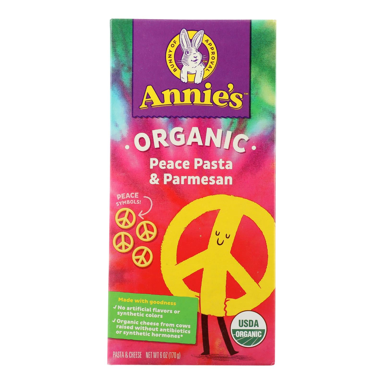 Annies Homegrown Macaroni And Cheese - Organic - Peace Pasta And Parmesan - 6 Oz - Case Of 12
