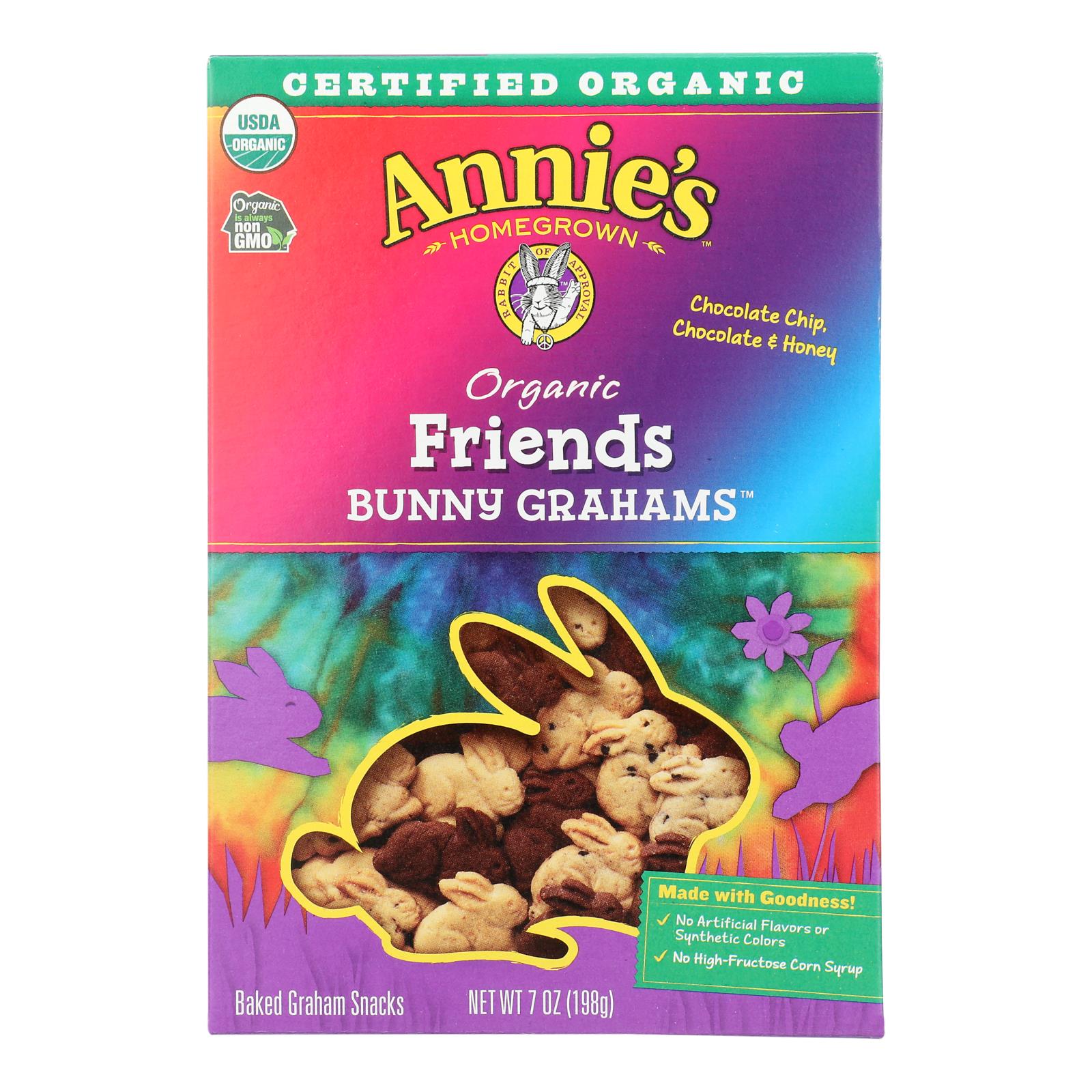 Annie's Homegrown Bunny Grahams Honey Chocolate And Chocolate Chip - Case Of 12 - 7 Oz