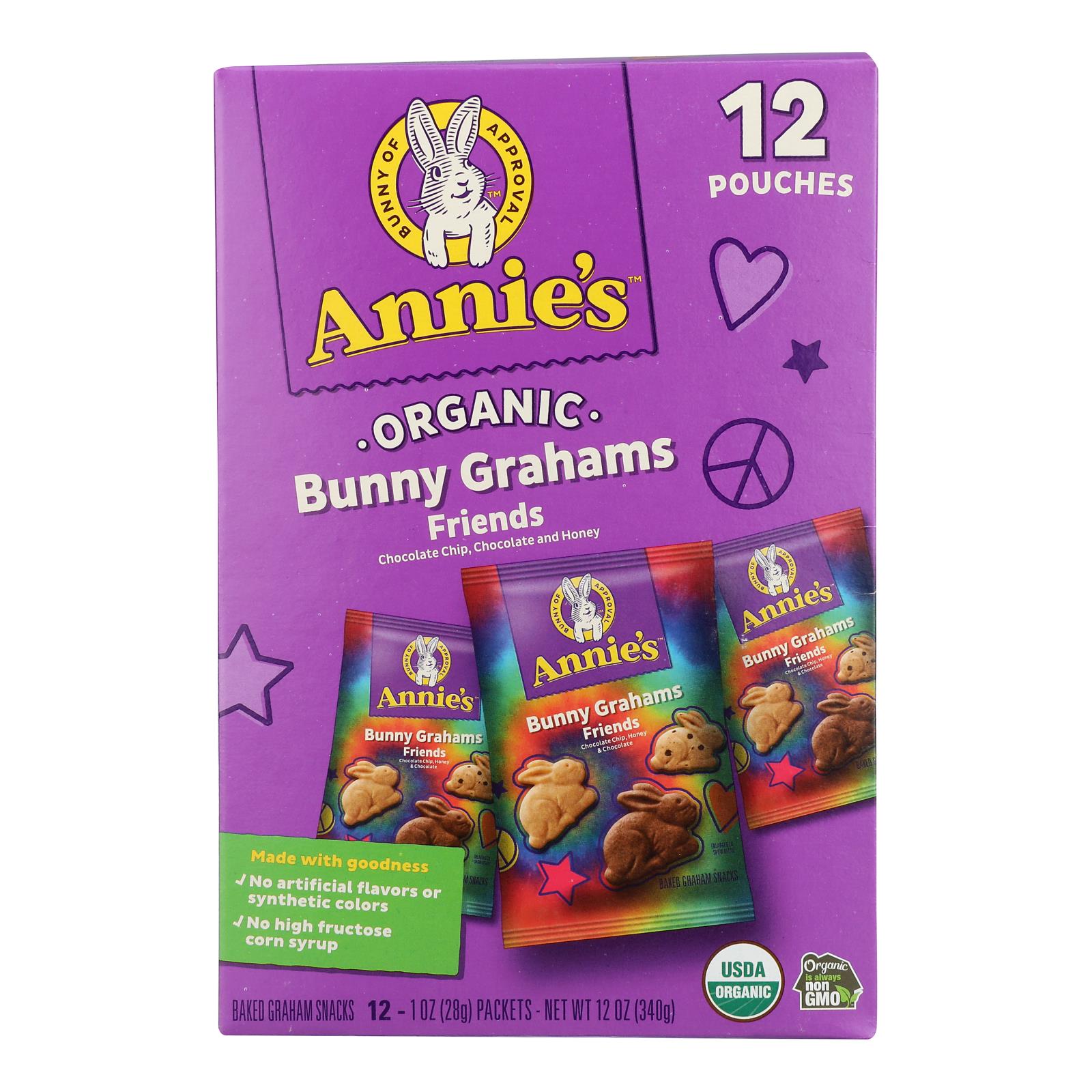 Annie's Homegrown Snack Pack - Organic - Bunny Grahms - Frd - 12 - Case of 4 - 12/1 oz