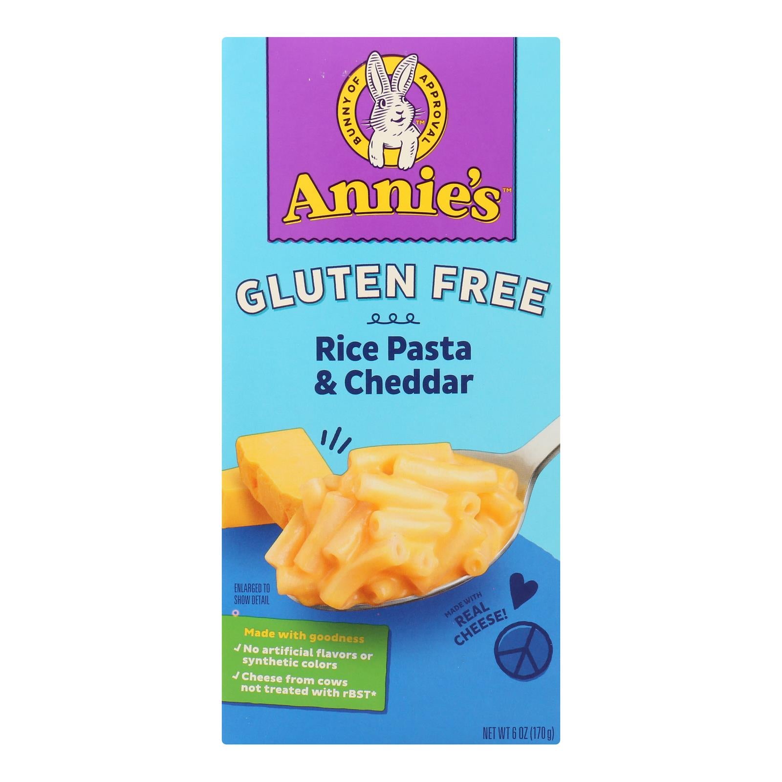 Annie's Homegrown Gluten Free Rice Pasta and Cheddar Mac and Cheese - Case of 12 - 6 oz.