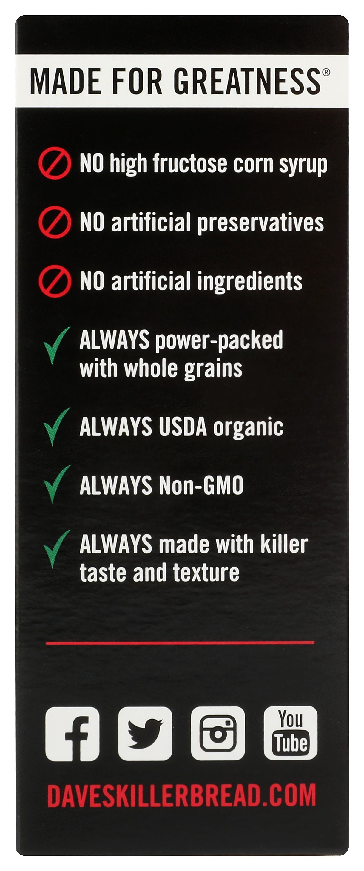 DAVES KILLER BREAD BAR ORG 4MP COCOA BRWN BLI - Case of 6