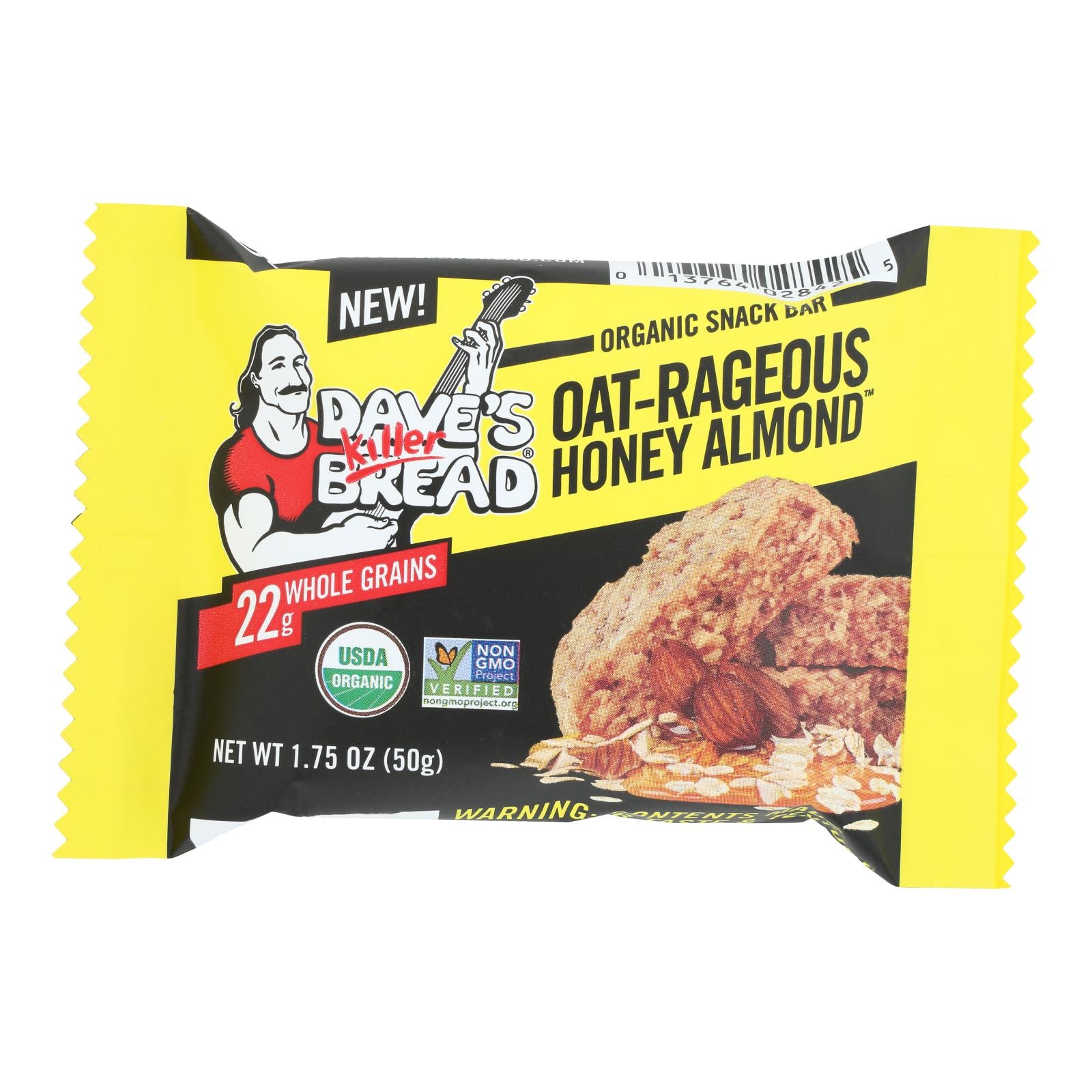 Dave's Killer Bread - Bar Organic Oat-rageous Honey Almond - Case of 12 - 1.75 Ounces