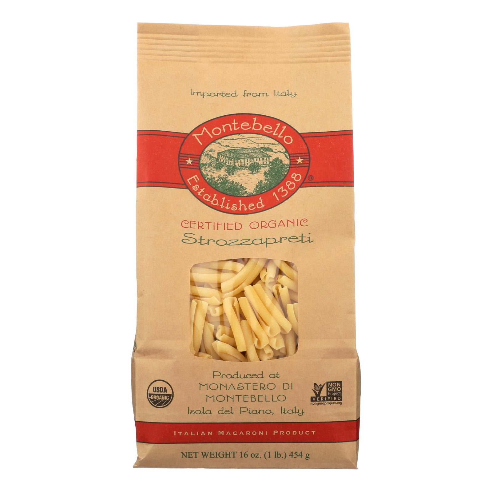 Montebello Organic Pasta - Stroz.zapreti - Case Of 12 - 1 Lb.