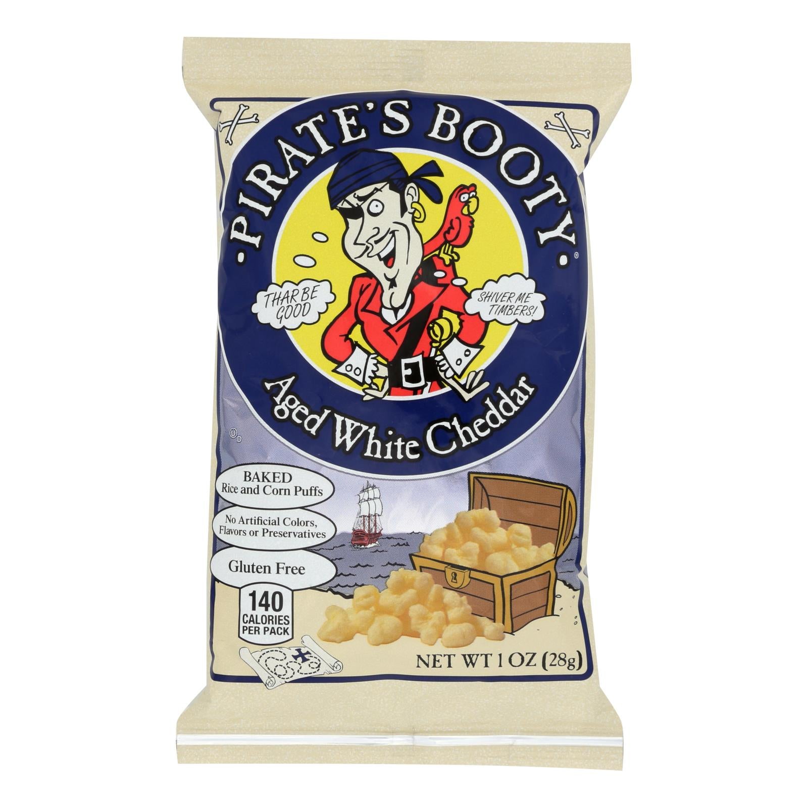 Pirate's Booty Aged White Cheddar Baked Rice And Corn Puffs  - Case Of 24 - 1 Oz