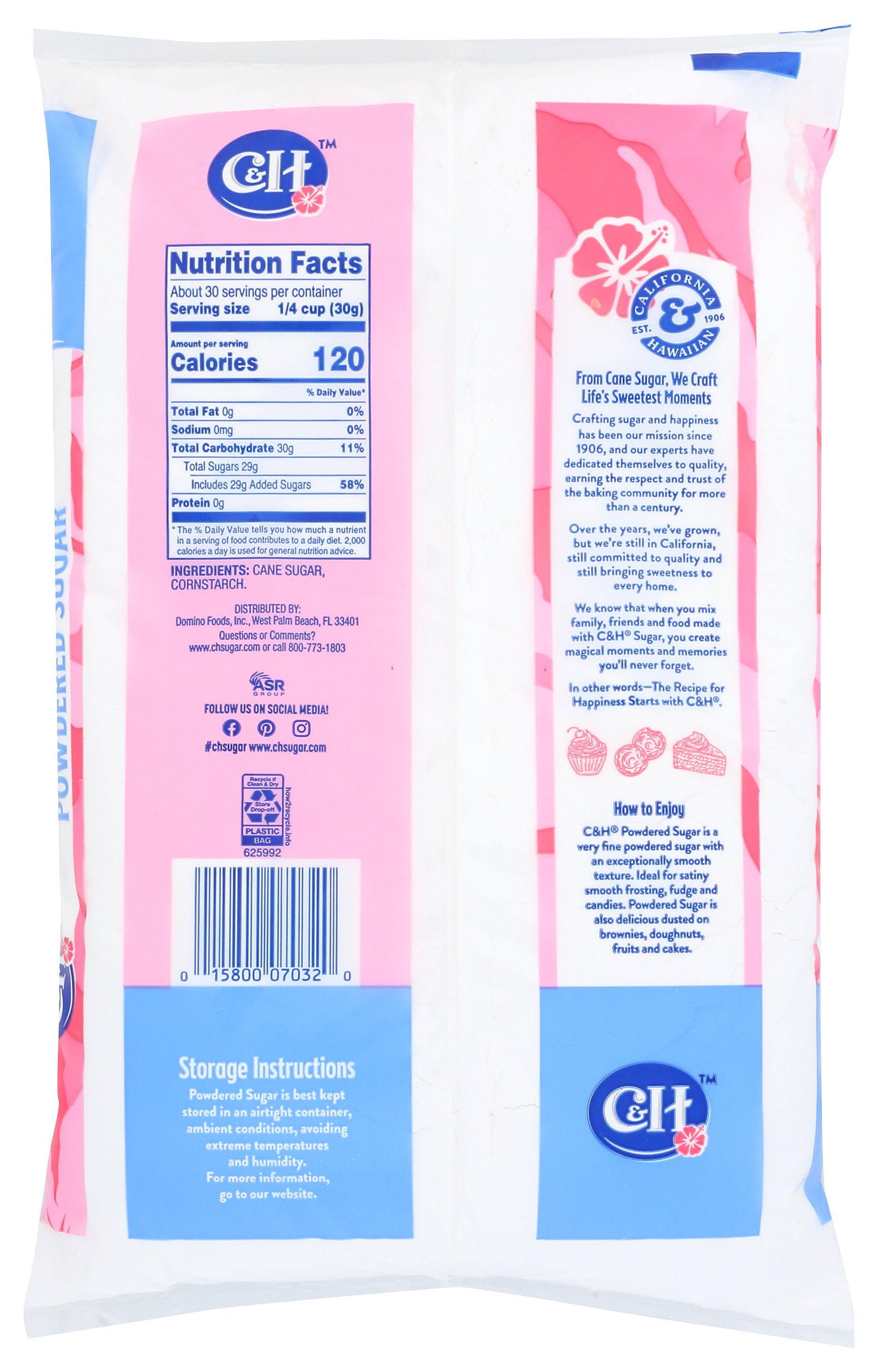 C & H SUGAR POWDERED PURE CANE - Case of 16