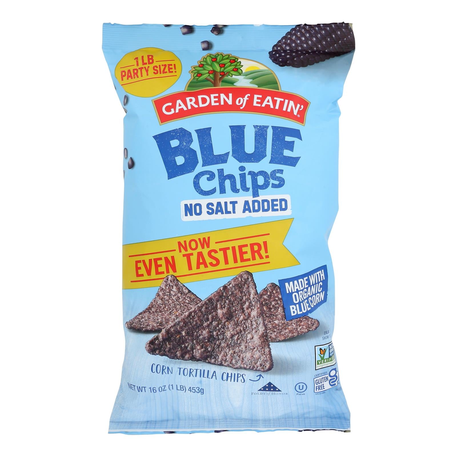 Garden Of Eatin' Blue Chips - Unsalted - Case Of 12 - 16 Oz