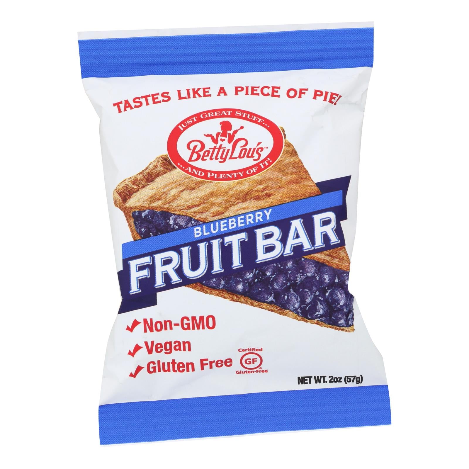 Betty Lou's Blueberry Fruit Bar  - Case Of 12 - 2 Oz