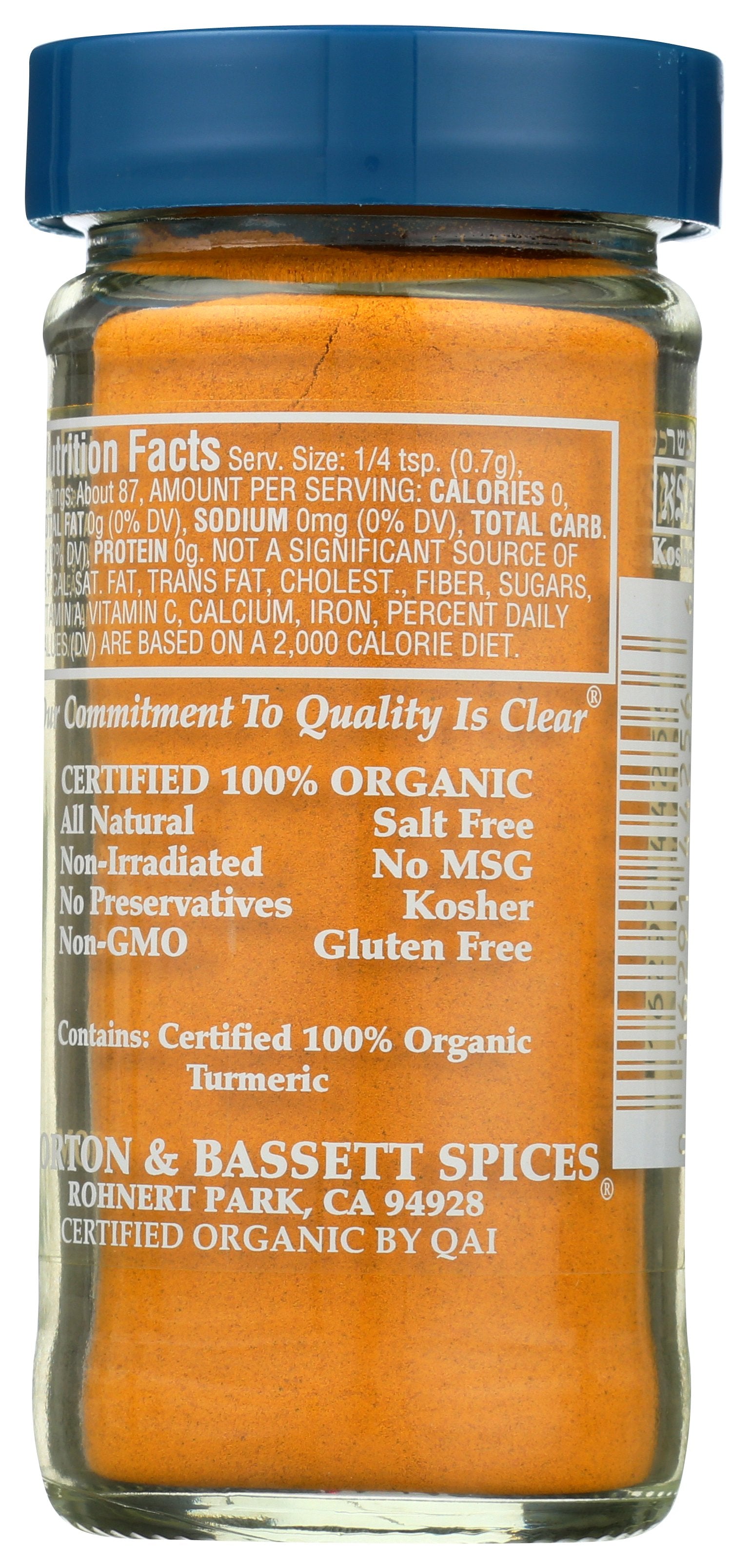 MORTON & BASSETT SPICE ORG 100% TURMERIC - Case of 3