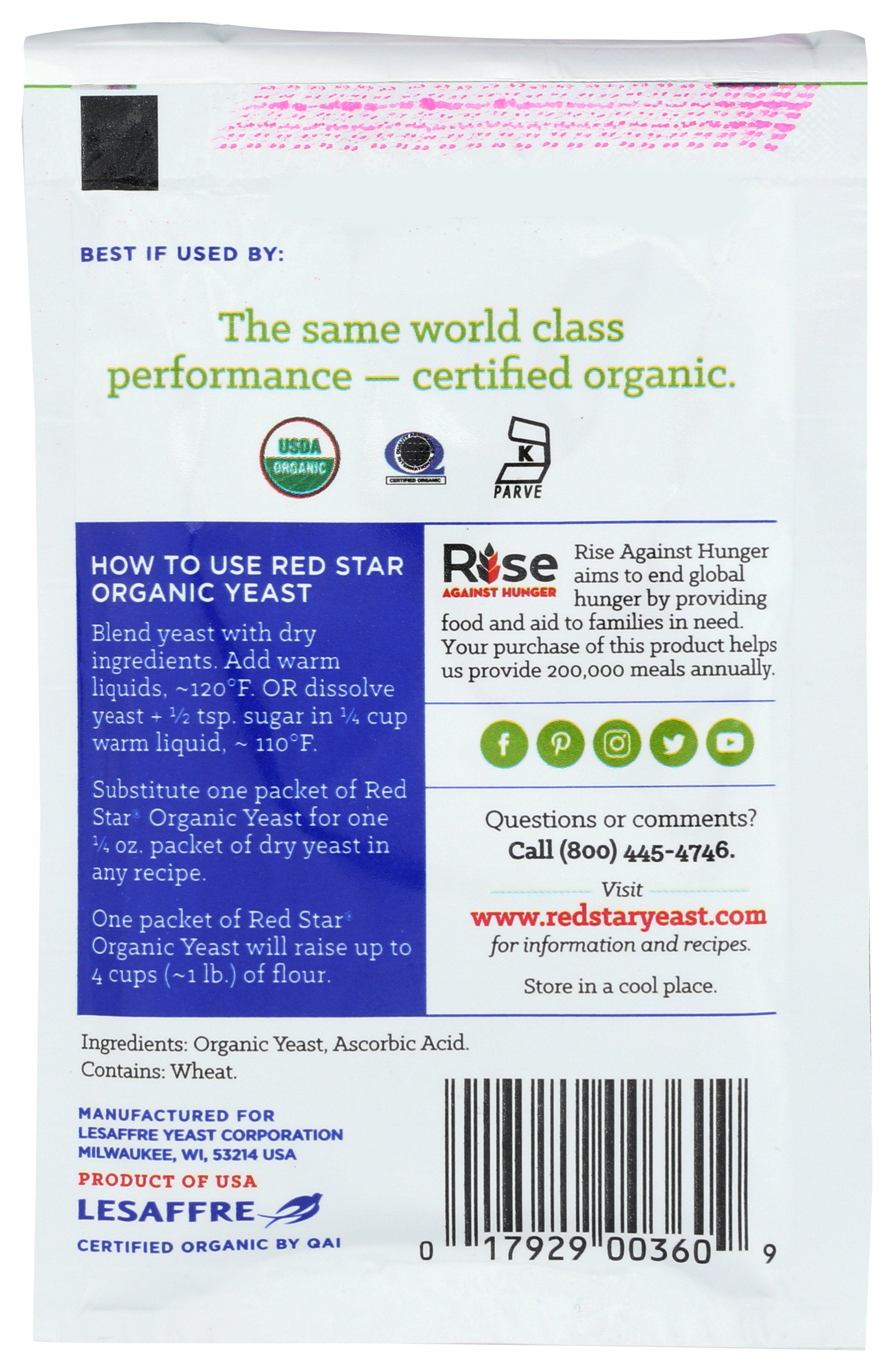 RED STAR YEAST ORG - Case of 20