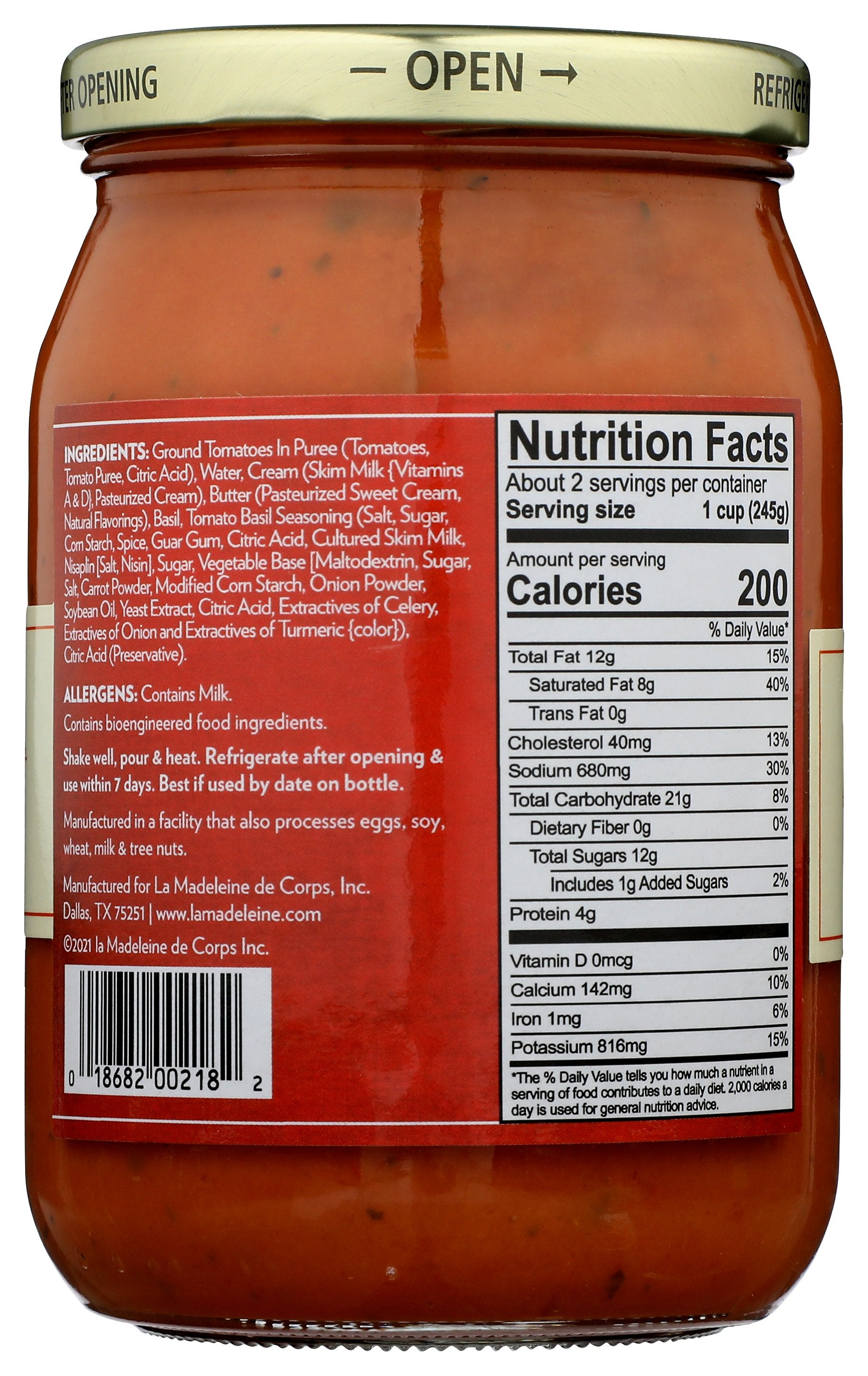 LA MADELEINE SOUP TOMATO RDCD FAT - Case of 12