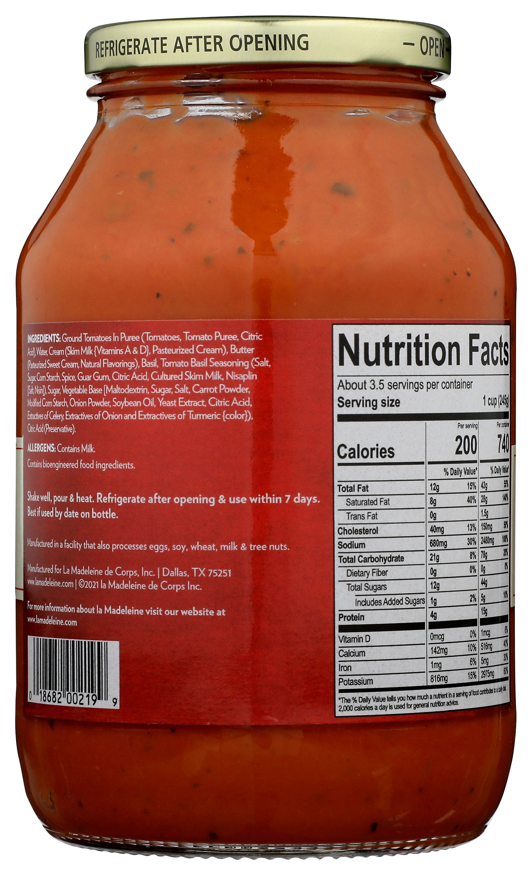 LA MADELEINE SOUP TMATO BASIL RDCD FAT - Case of 6