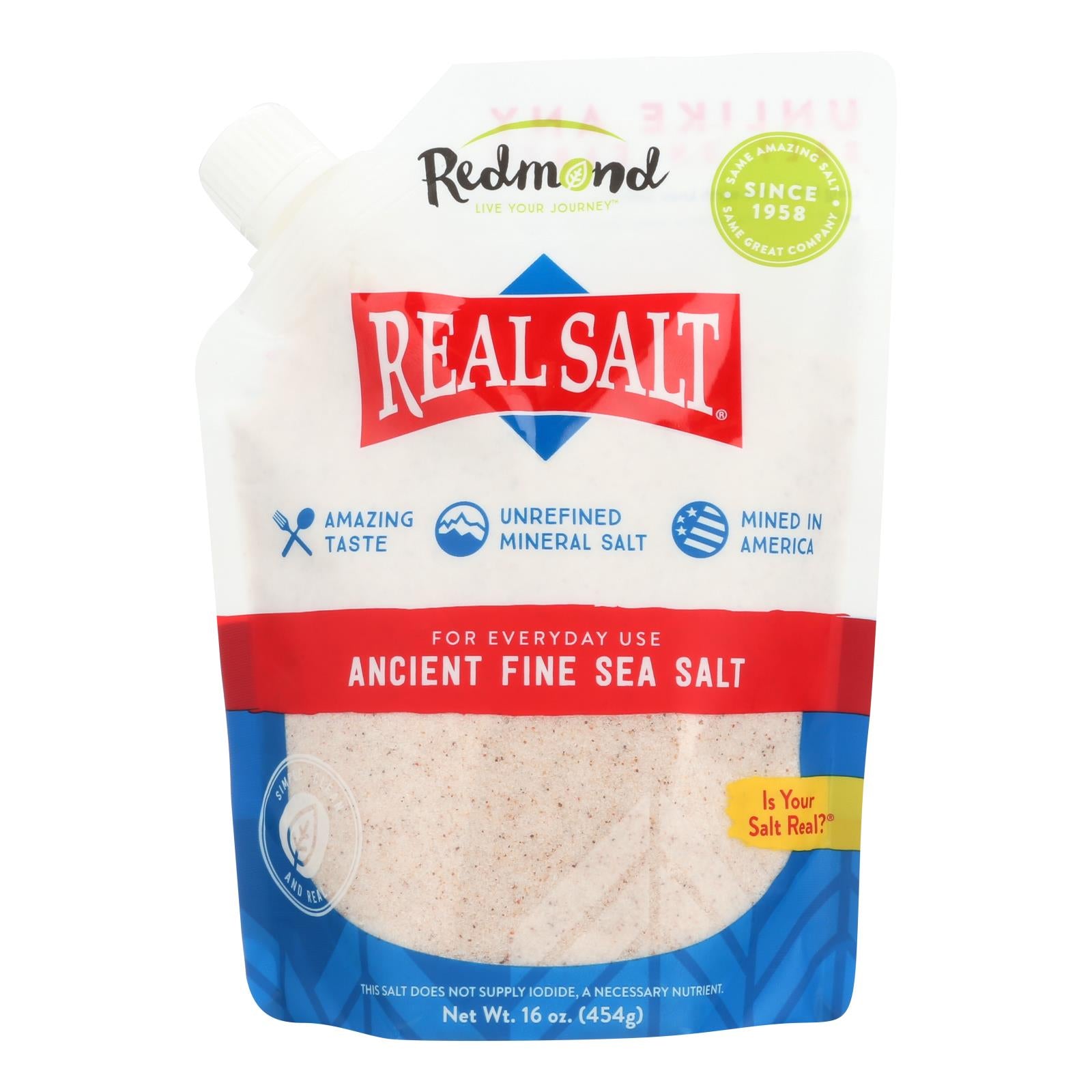 Real Salt Sea Salt - Ancient - Fine - Pouch - Case of 6 - 16 oz