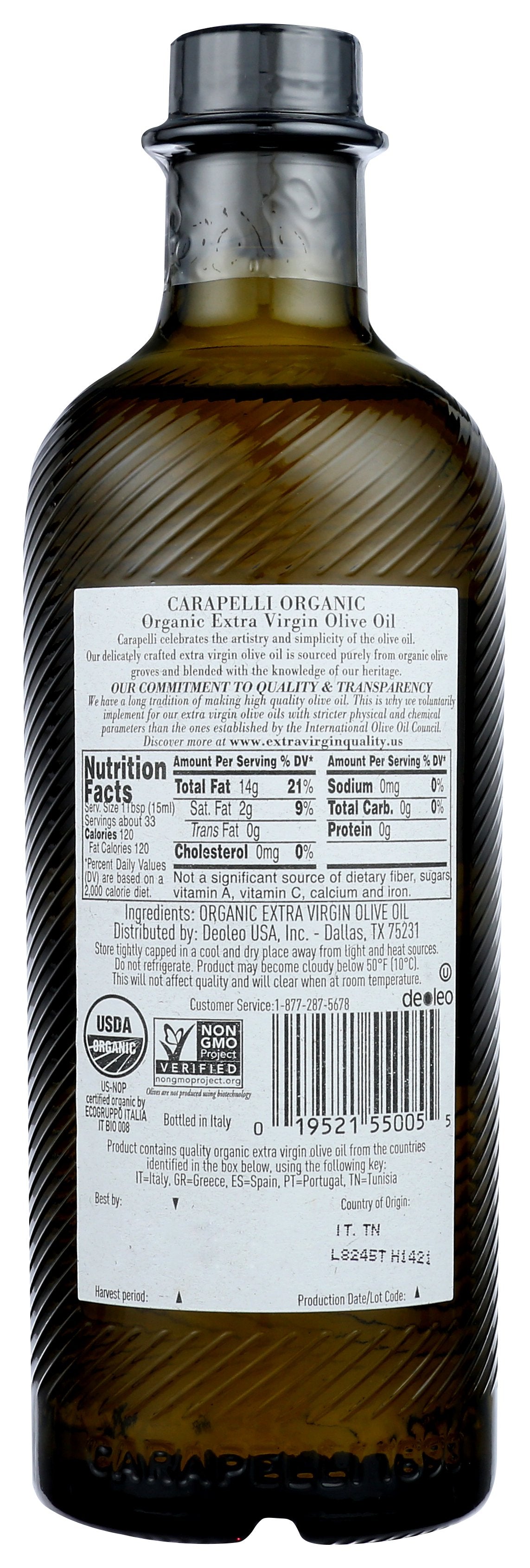 CARAPELLI OLIVE OIL EVOO ORG - Case of 6