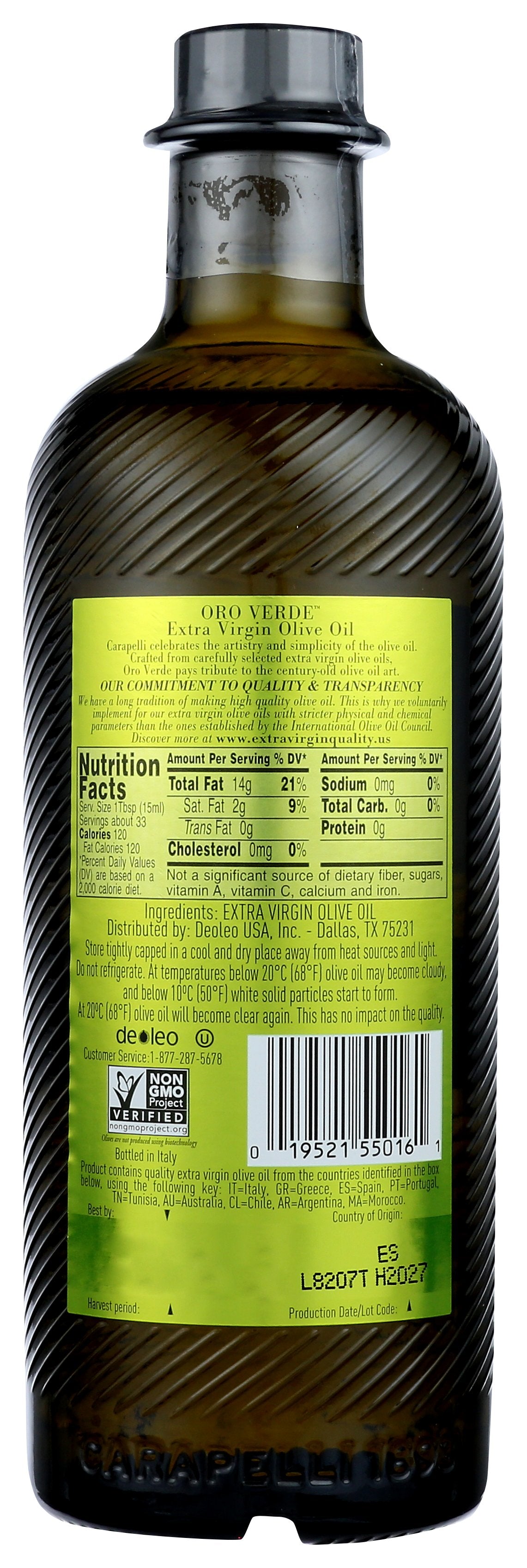 CARAPELLI OILVE OIL EVOO ORO VERDE - Case of 6