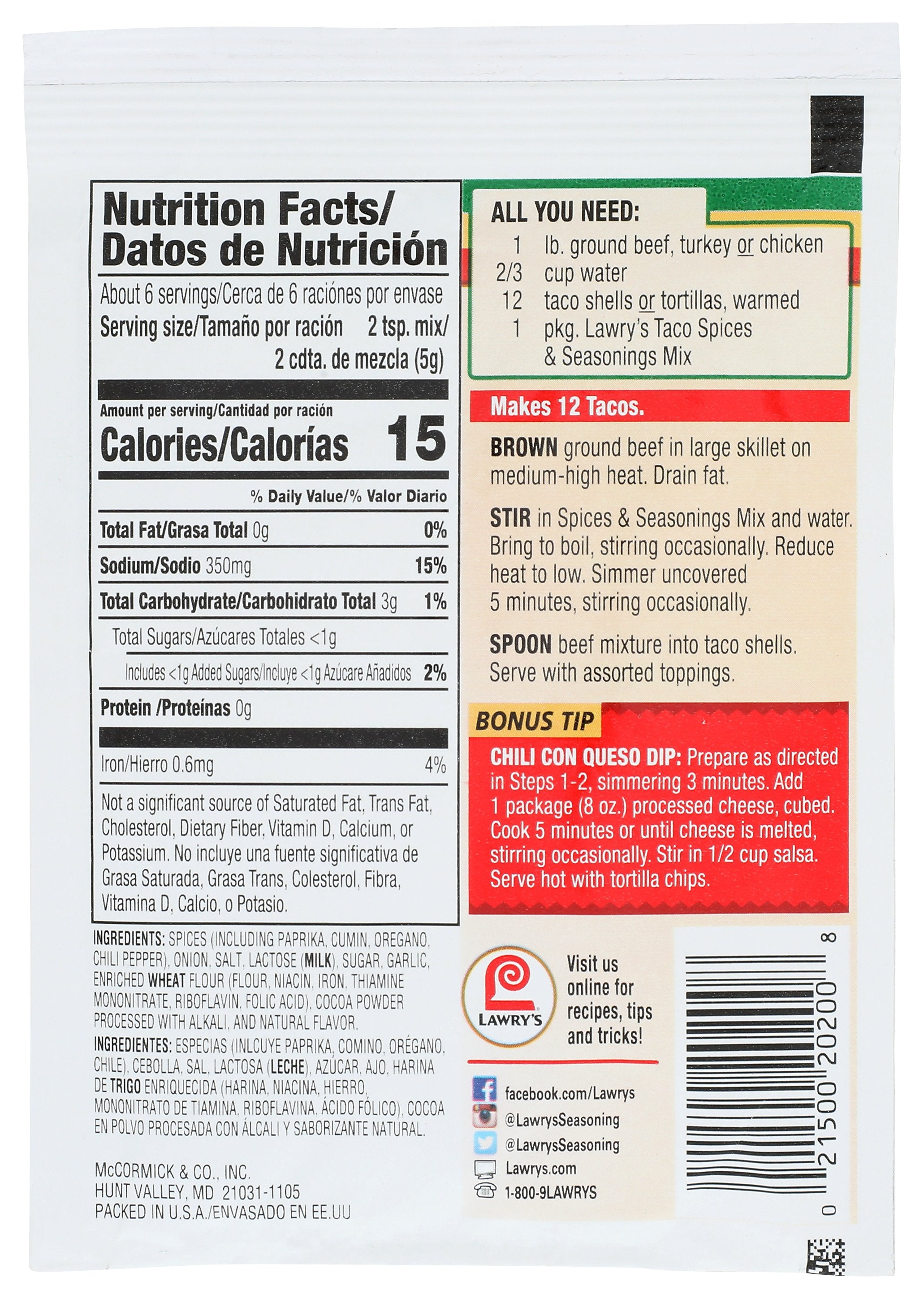 LAWRYS MIX SSNNG TACO - Case of 12