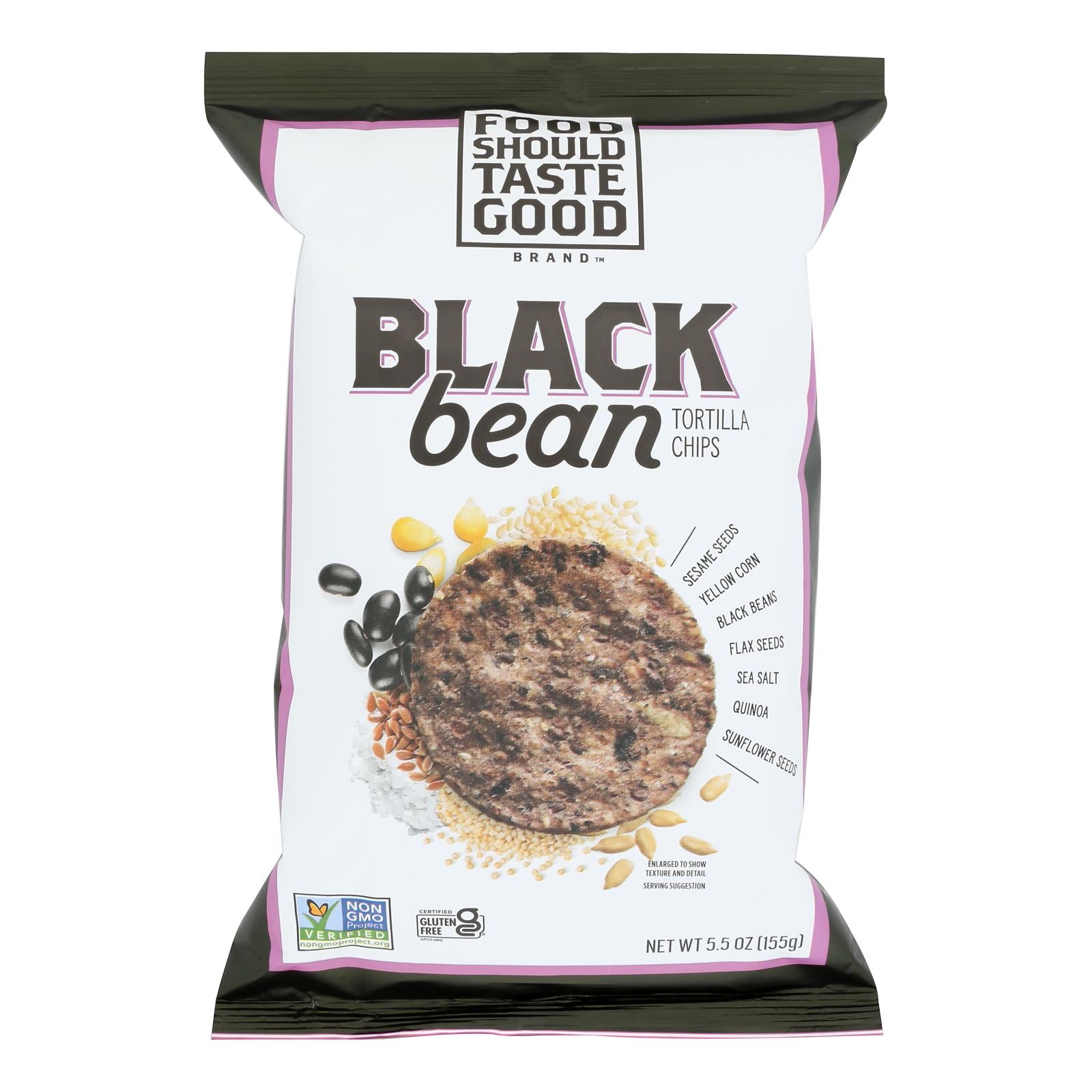 Food Should Taste Good Multigrain Bean Chips -Black Bean - Case of 12 - 5.5 oz