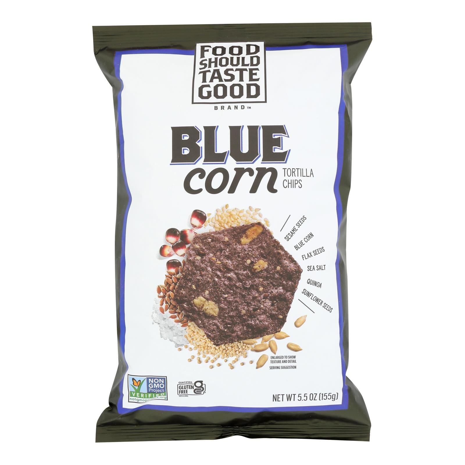 Food Should Taste Good Blue Corn Tortilla Chips - Blue Corn - Case of 12 - 5.5 oz.