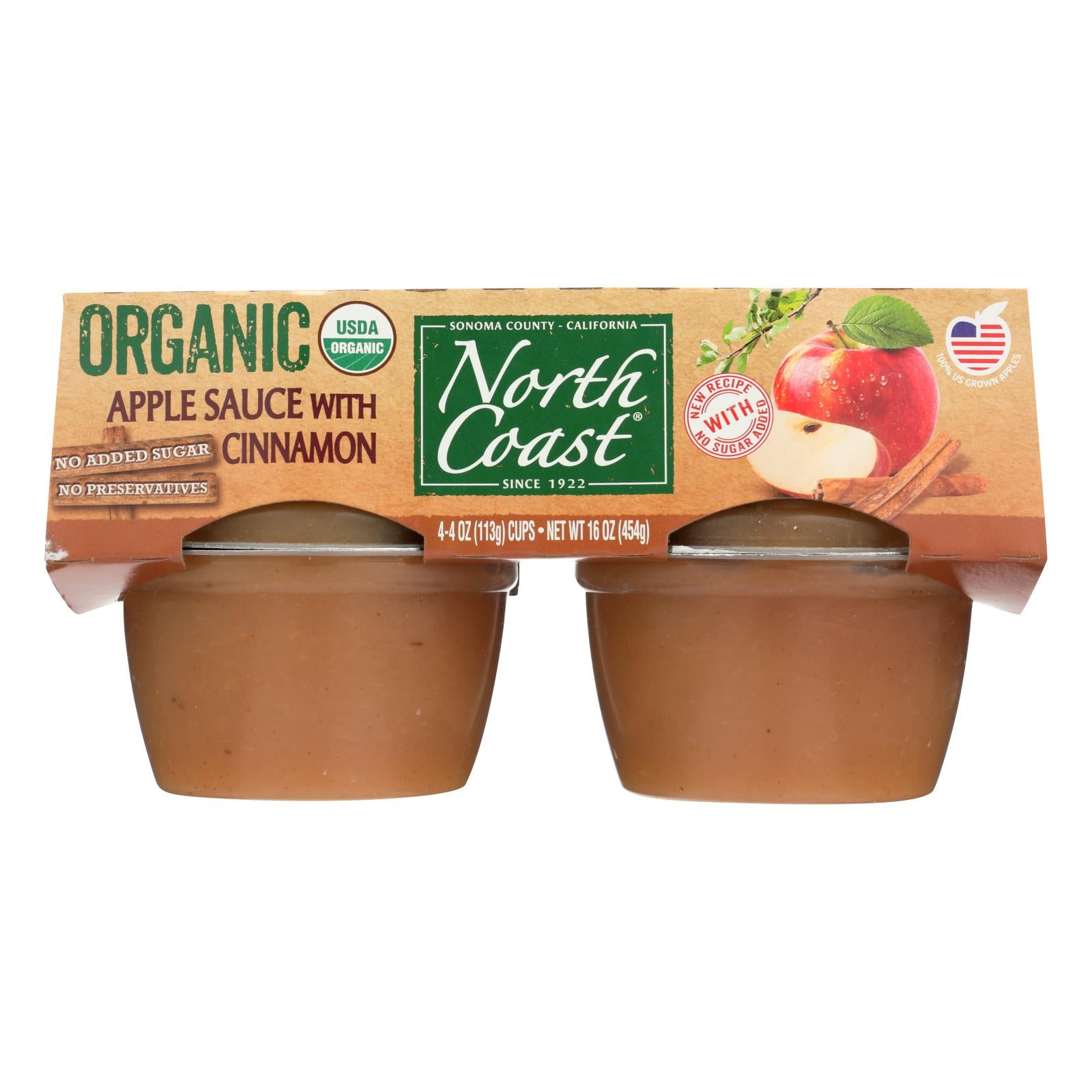 North Coast Organic Apple Sauce - Case of 12 - 4/4 OZ