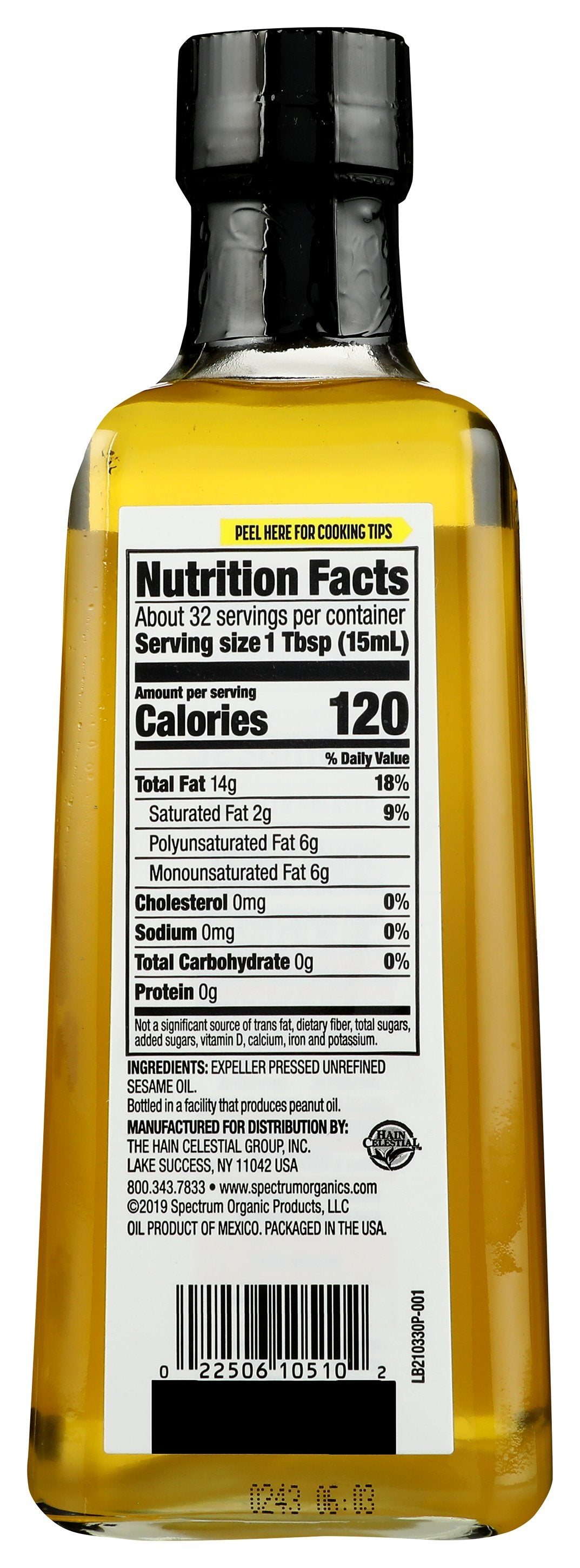 SPECTRUM NATURALS OIL SESAME UNREFINED - Case of 6 [OIL SESAME UNREFINED - 16 OZ]