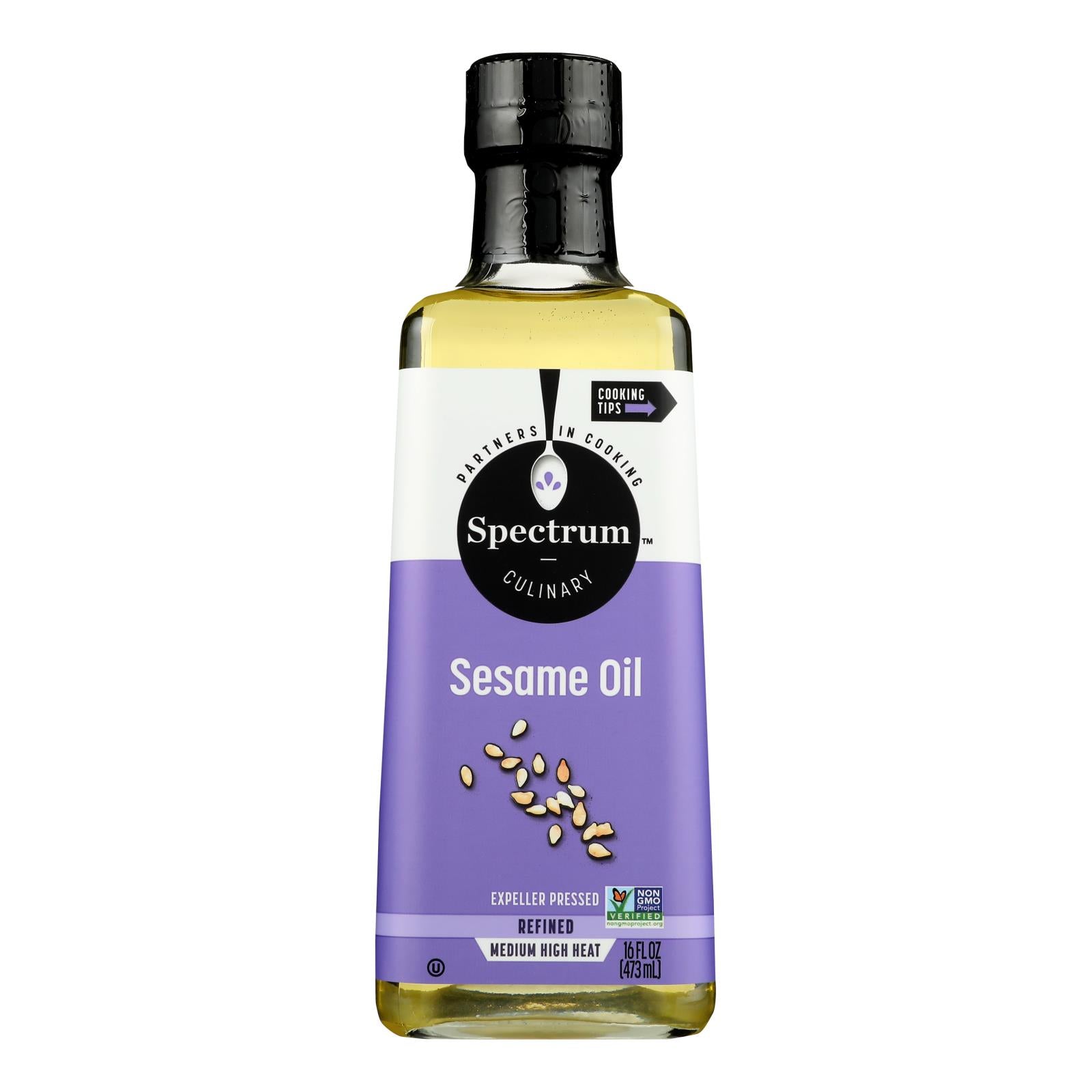 Spectrum Naturals Refined Sesame Oil - Case Of 12 - 16 Fl Oz.