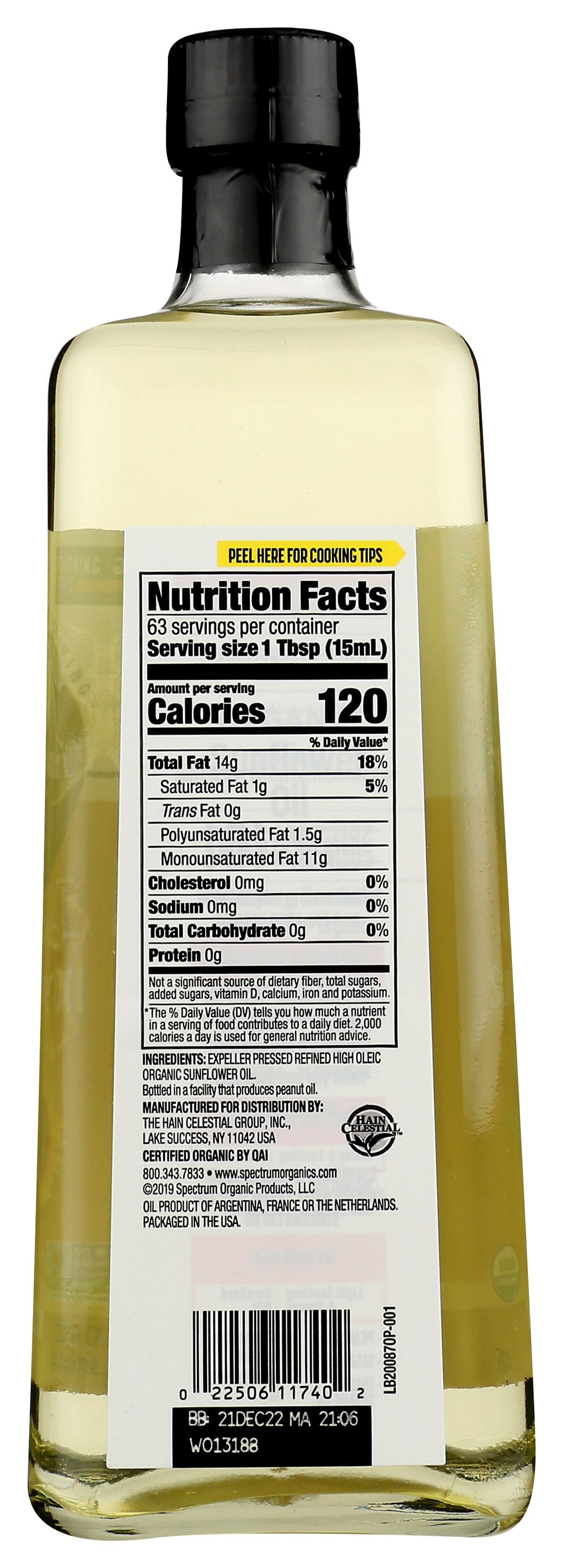 SPECTRUM NATURALS OIL SUNFLOWER HIGH HEAT ORG