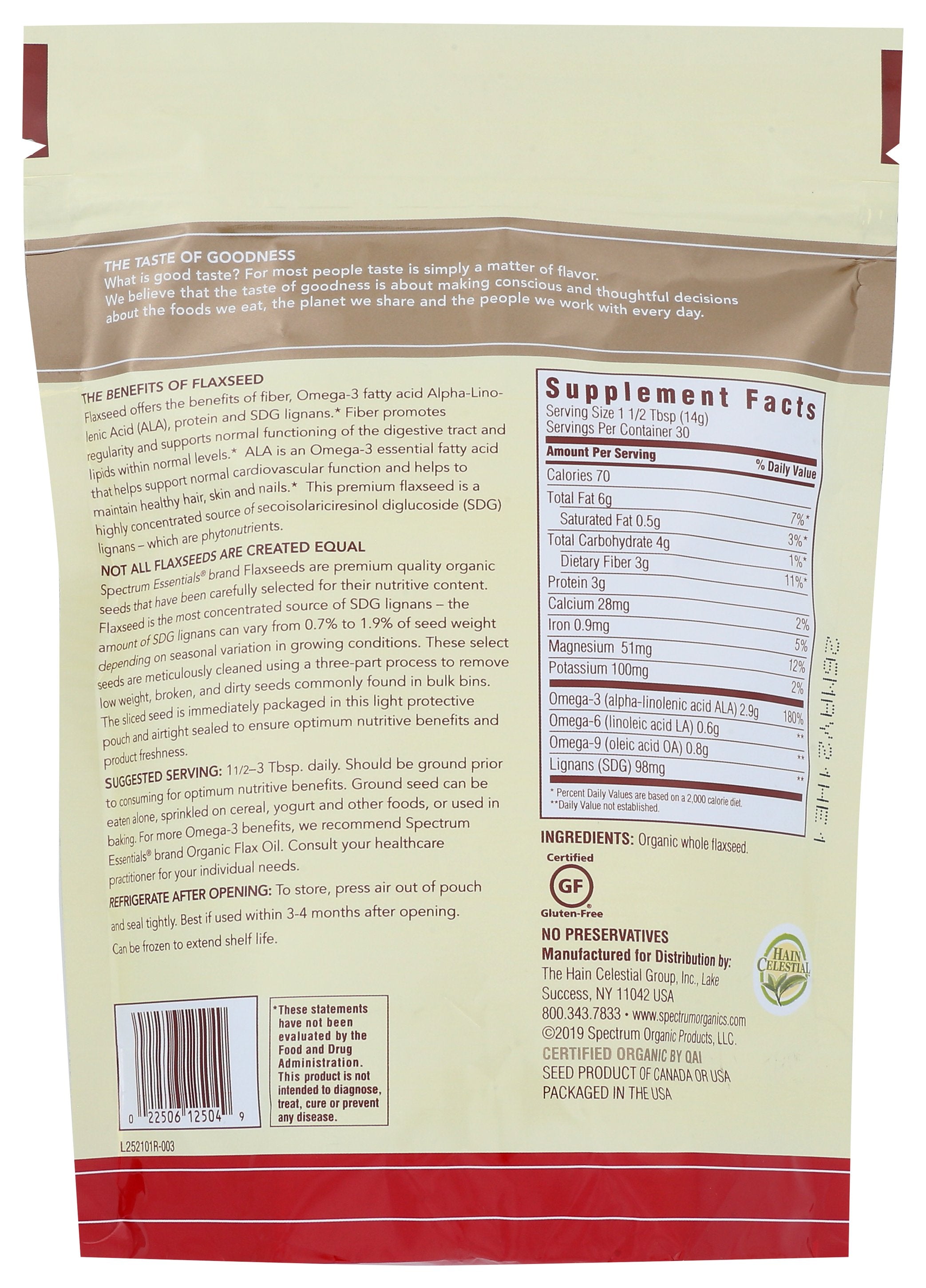 SPECTRUM ESSENTIAL FLAXSEED WHOLE ORG - Case of 3