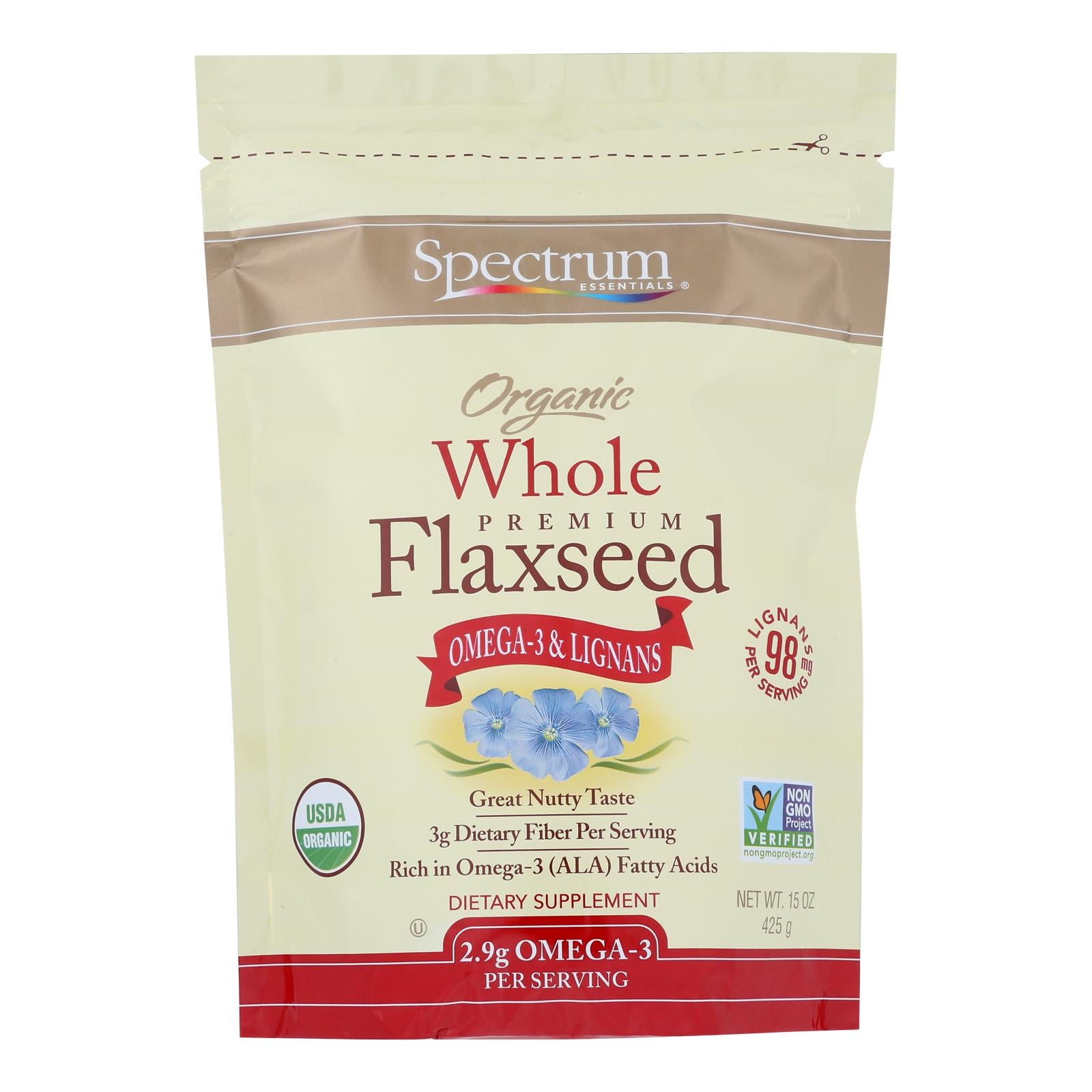 Spectrum Essentials Organic Whole Flaxseed - 15 oz