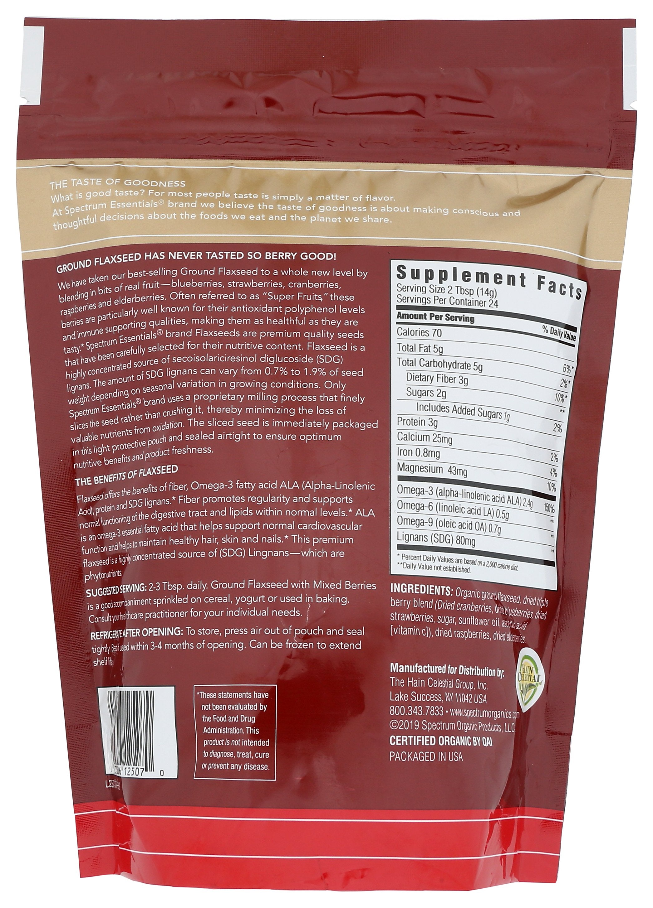 SPECTRUM ESSENTIAL FLAXSEED GRND & BERRY - Case of 3