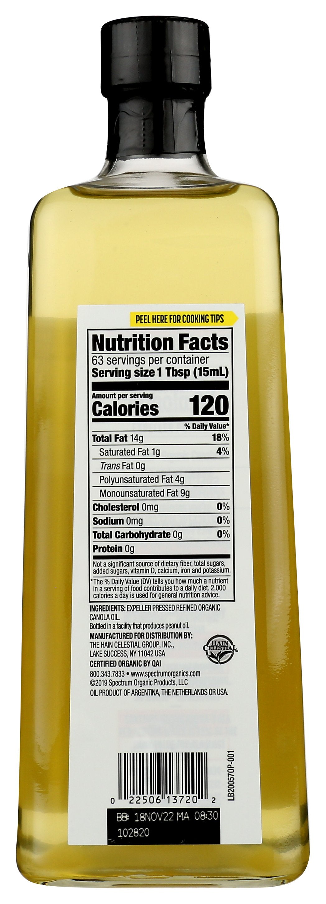 SPECTRUM NATURALS OIL CANOLA REFND ORG - Case of 6 [CANOLA OIL - 32 FO]