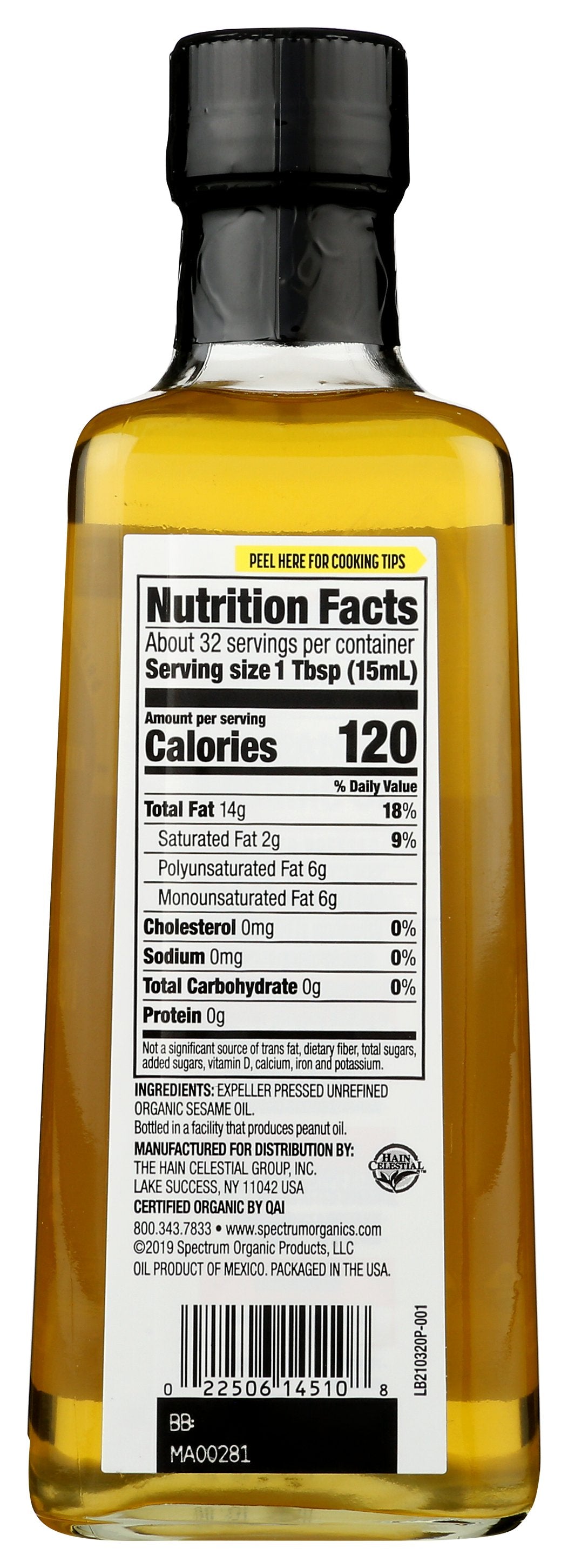 SPECTRUM NATURALS OIL SESAME UNREFINED ORG