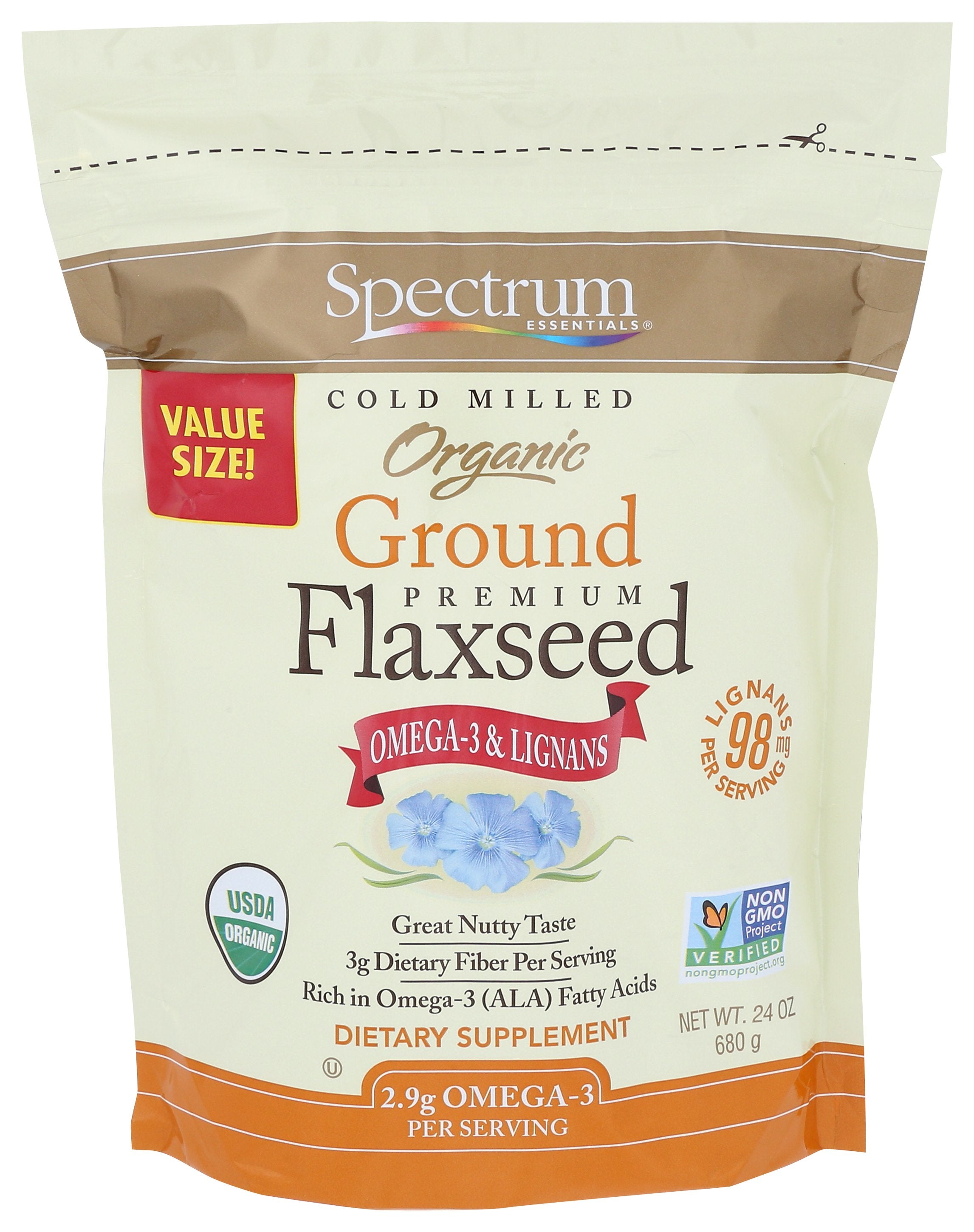 SPECTRUM ESSENTIAL FLAX SEED GRND VSIZE ORG - Case of 6