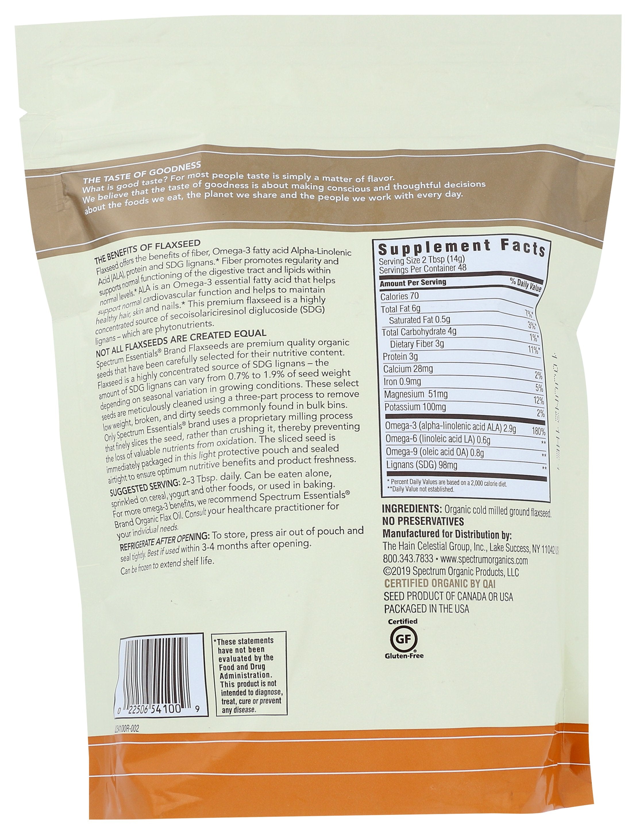 SPECTRUM ESSENTIAL FLAX SEED GRND VSIZE ORG - Case of 6