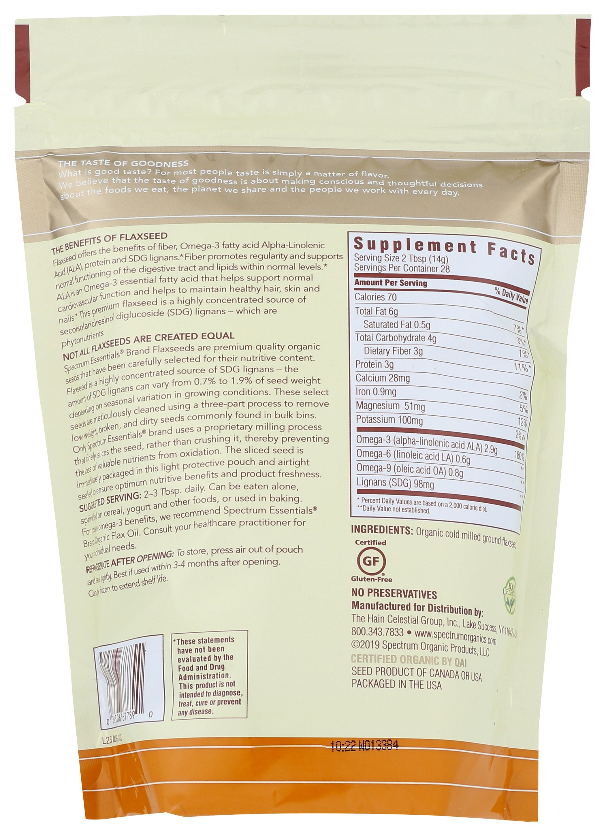 SPECTRUM ESSENTIAL FLAXSEED GRND ORG - Case of 3