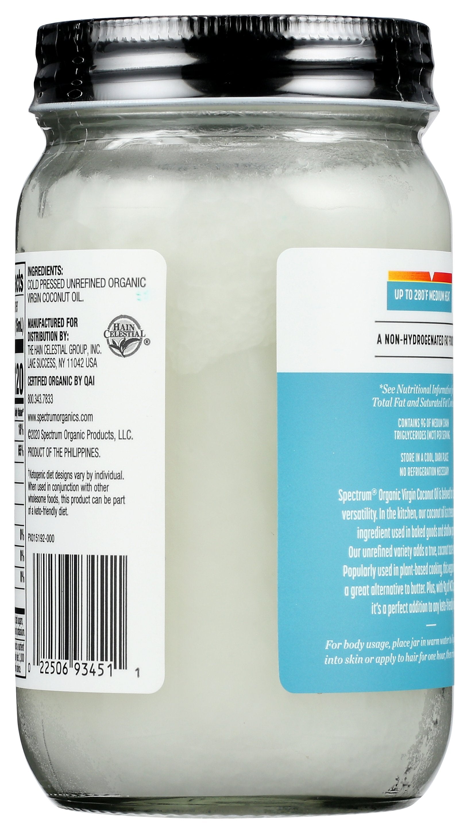 SPECTRUM NATURALS OIL COCONUT UNREFINED ORG - Case of 6
